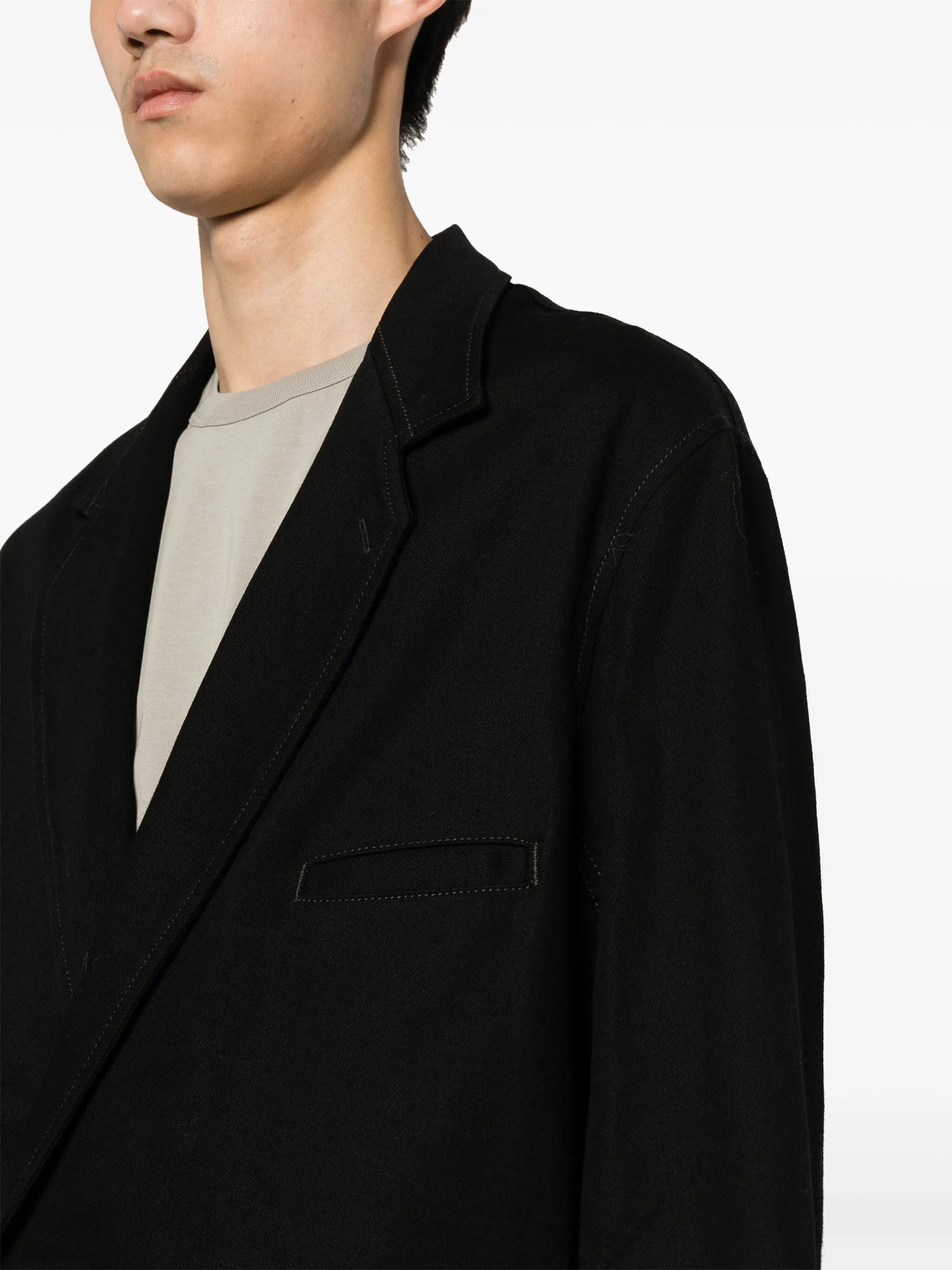 single-breasted cotton twill blazer
