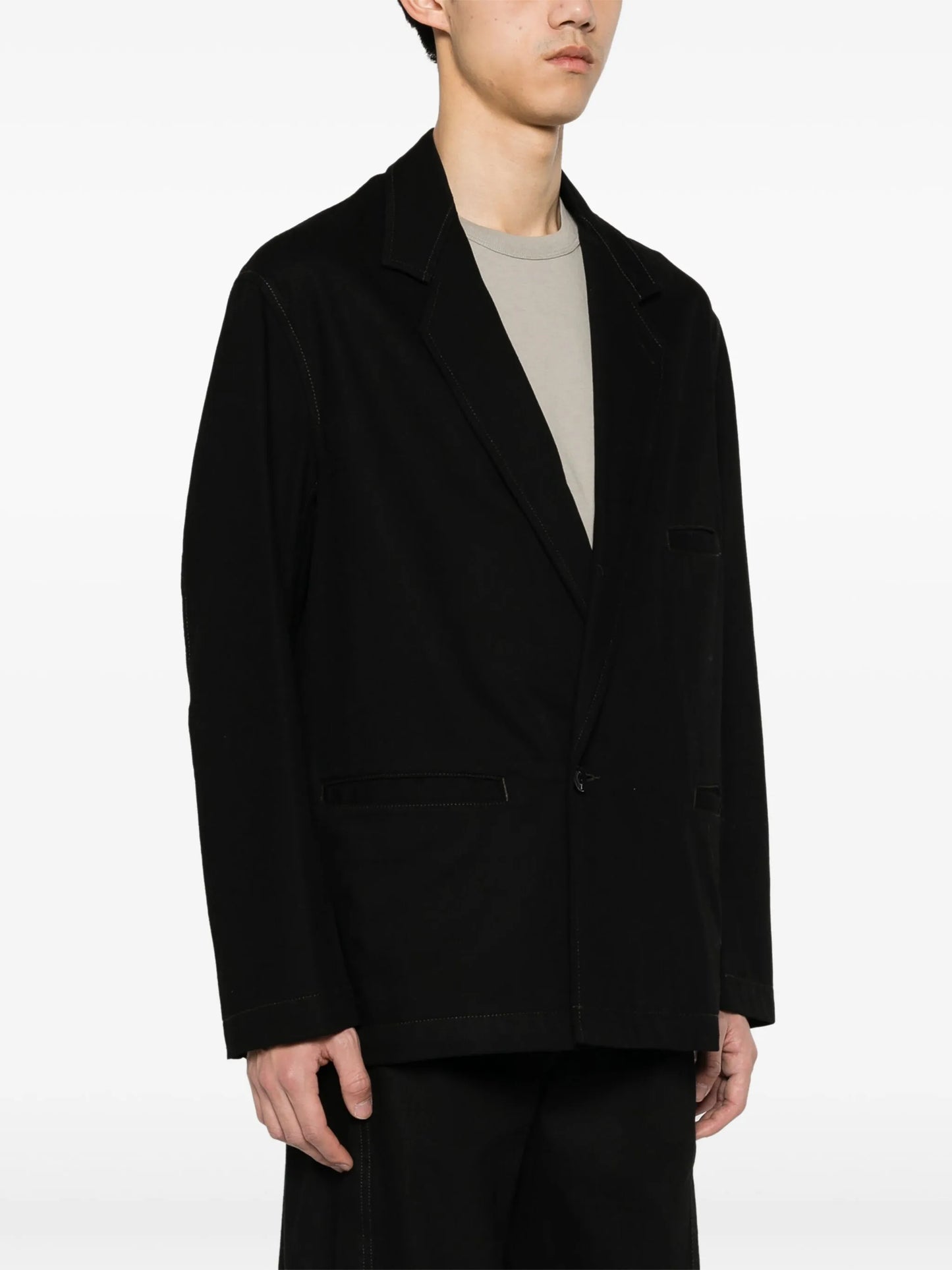 single-breasted cotton twill blazer
