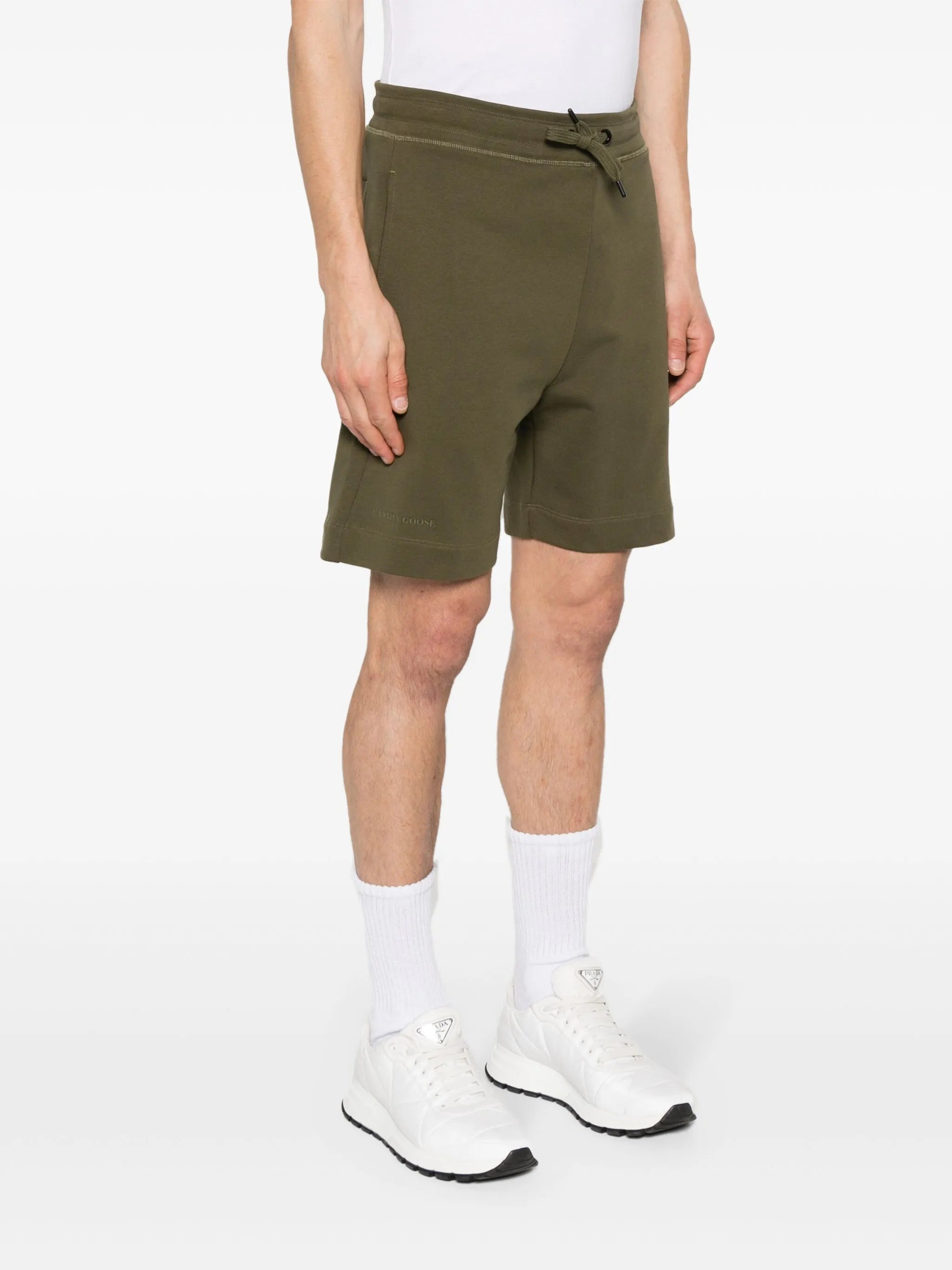 logo-lettering track shorts