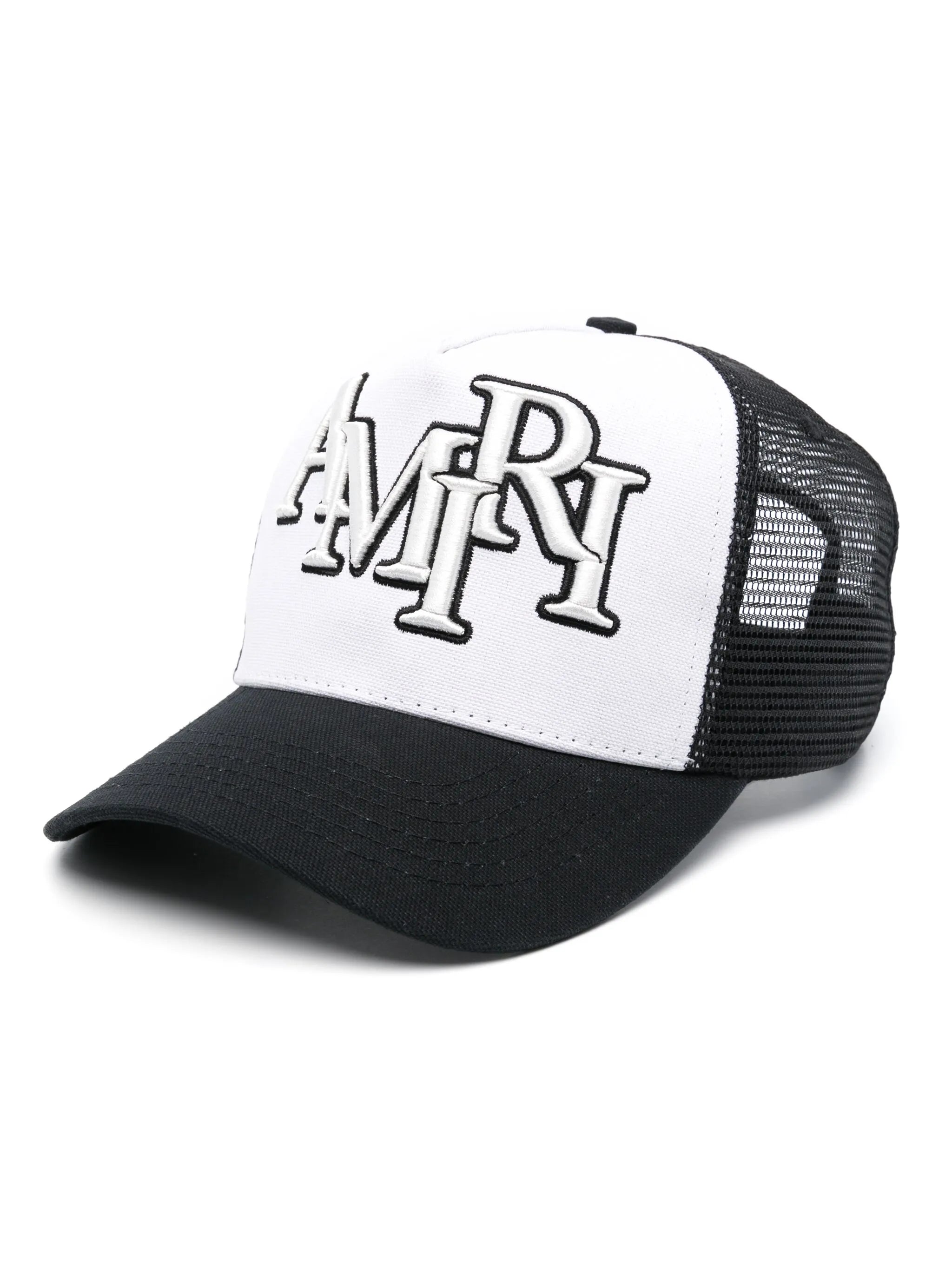 Staggered logo-embroidered cap