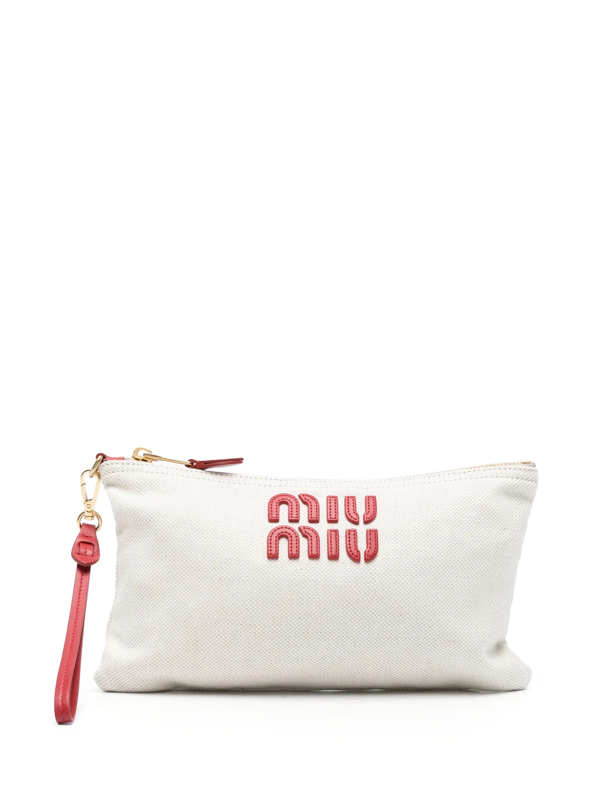 appliqué-logo clutch and bucket hat (two-piece set)