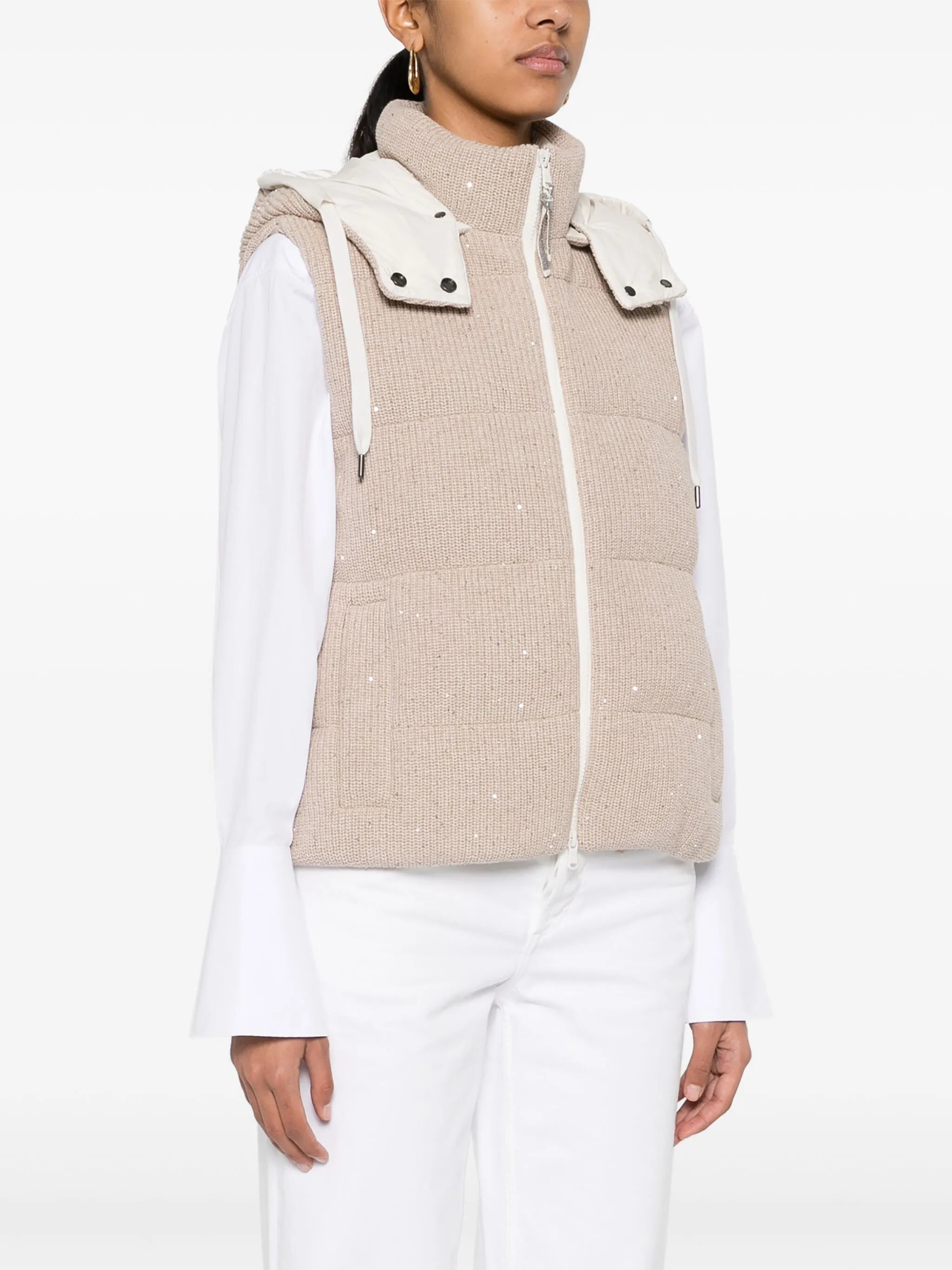sequin-embellished padded gilet