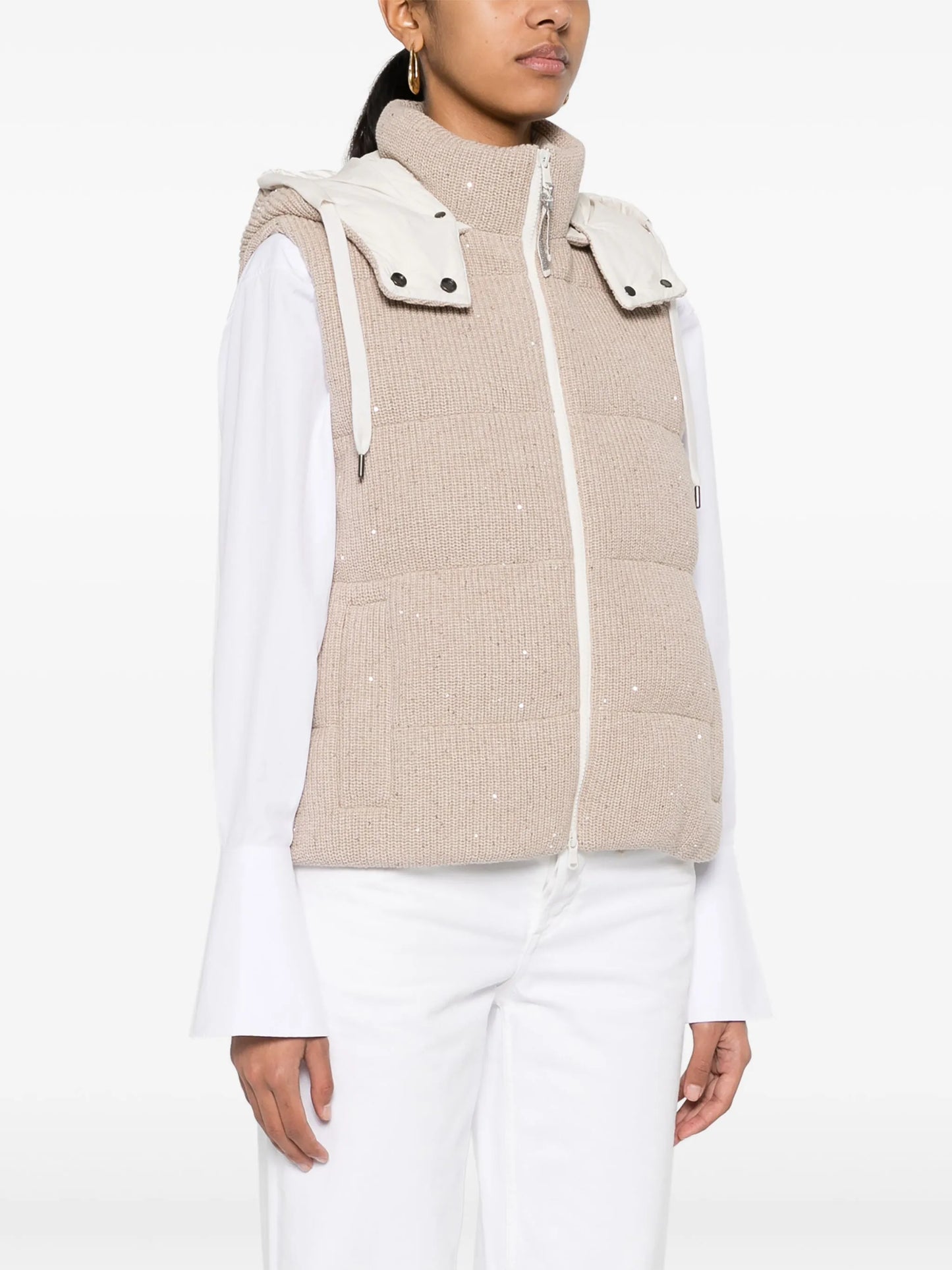 sequin-embellished padded gilet