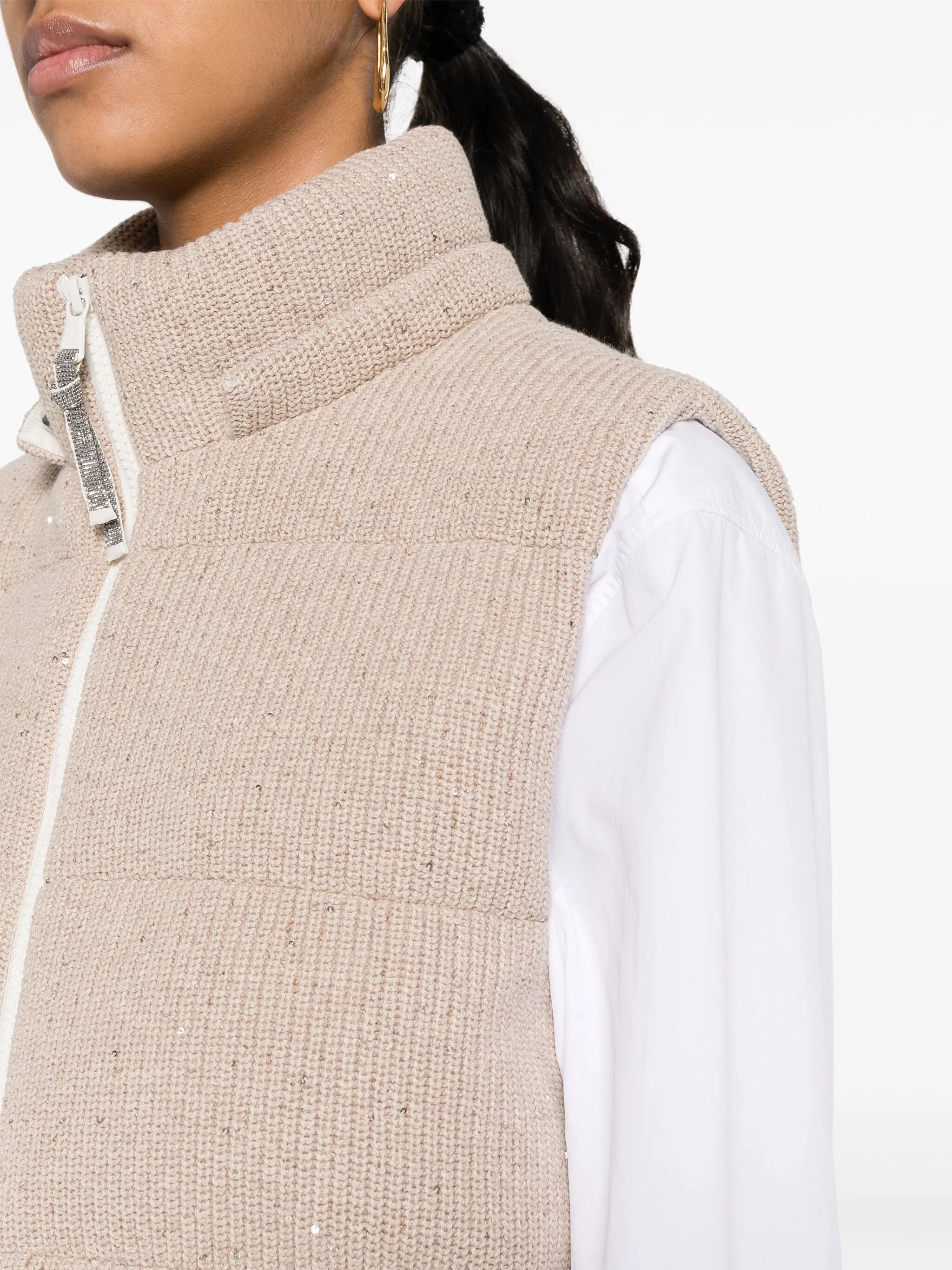 sequin-embellished padded gilet