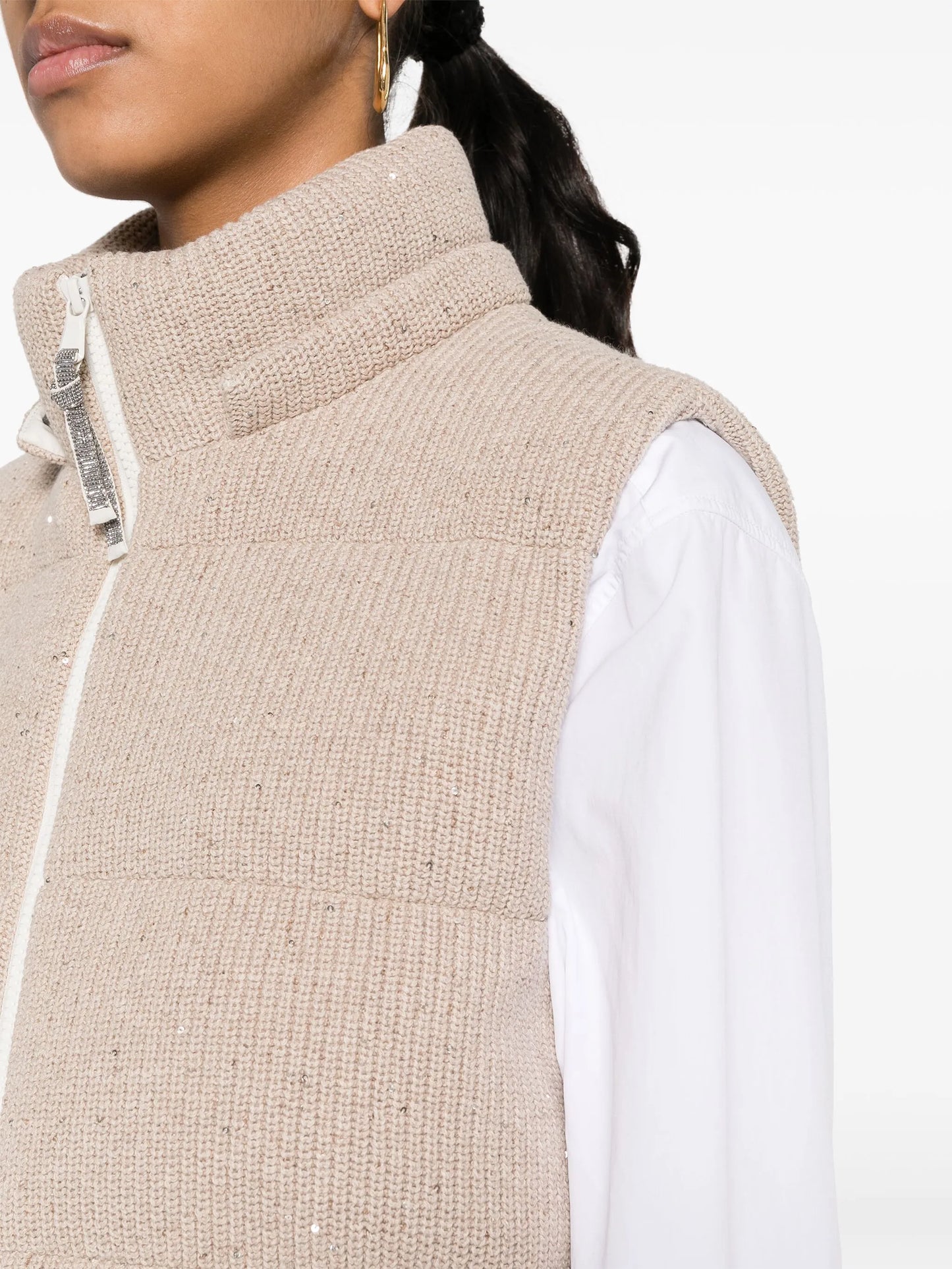 sequin-embellished padded gilet