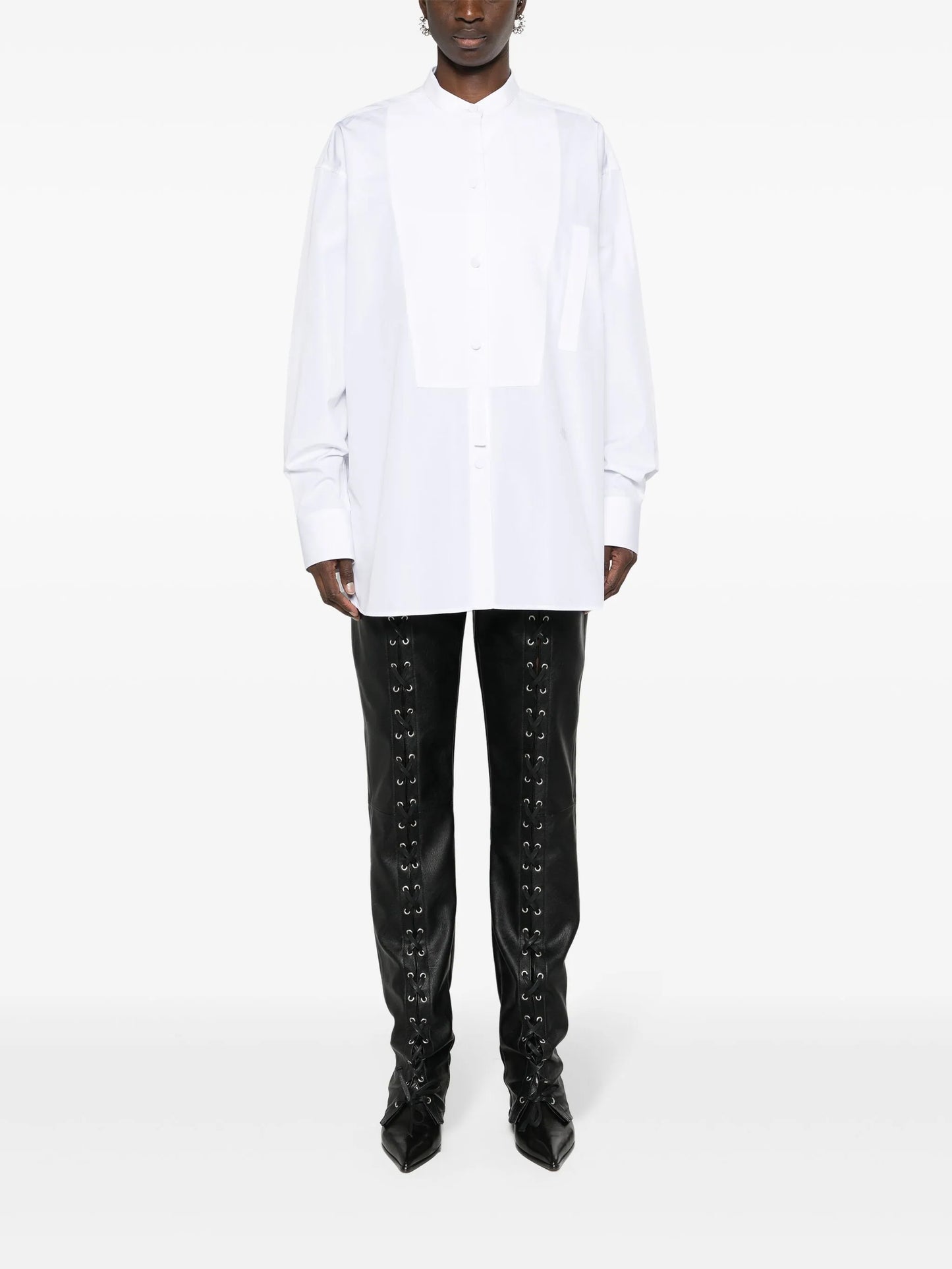 lace-up slim-fit trousers