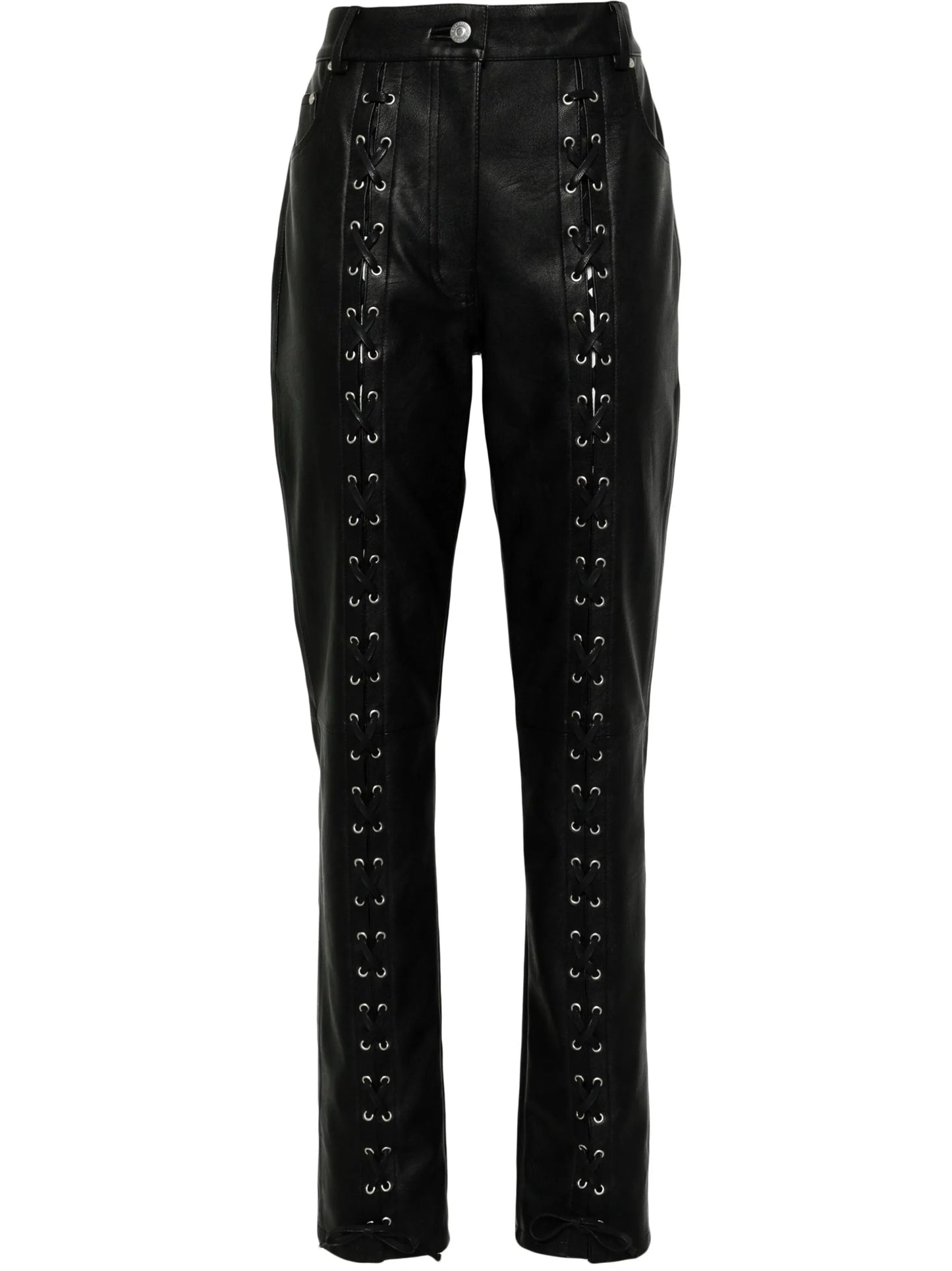 lace-up slim-fit trousers