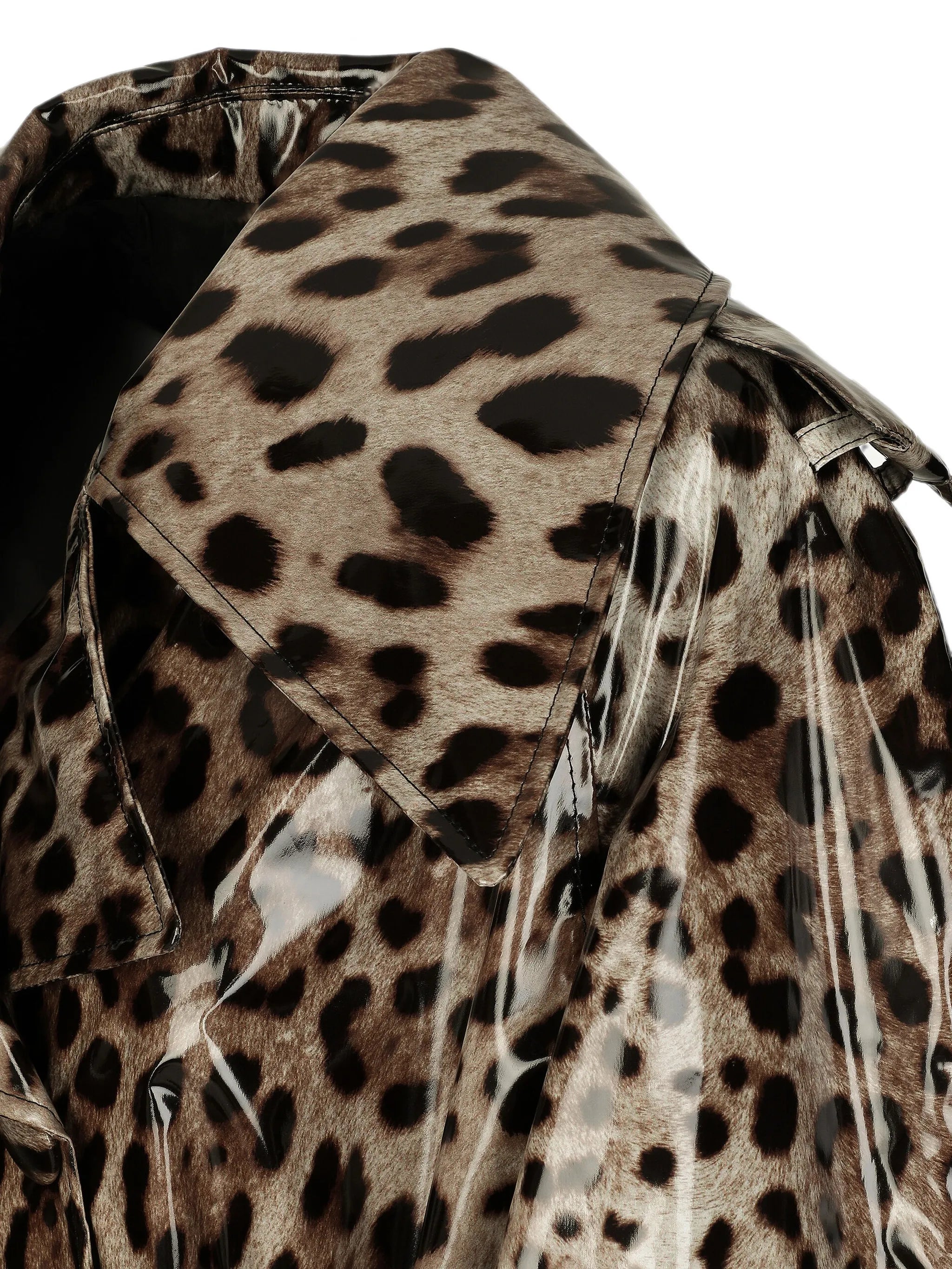 leopard-print belted trench coat