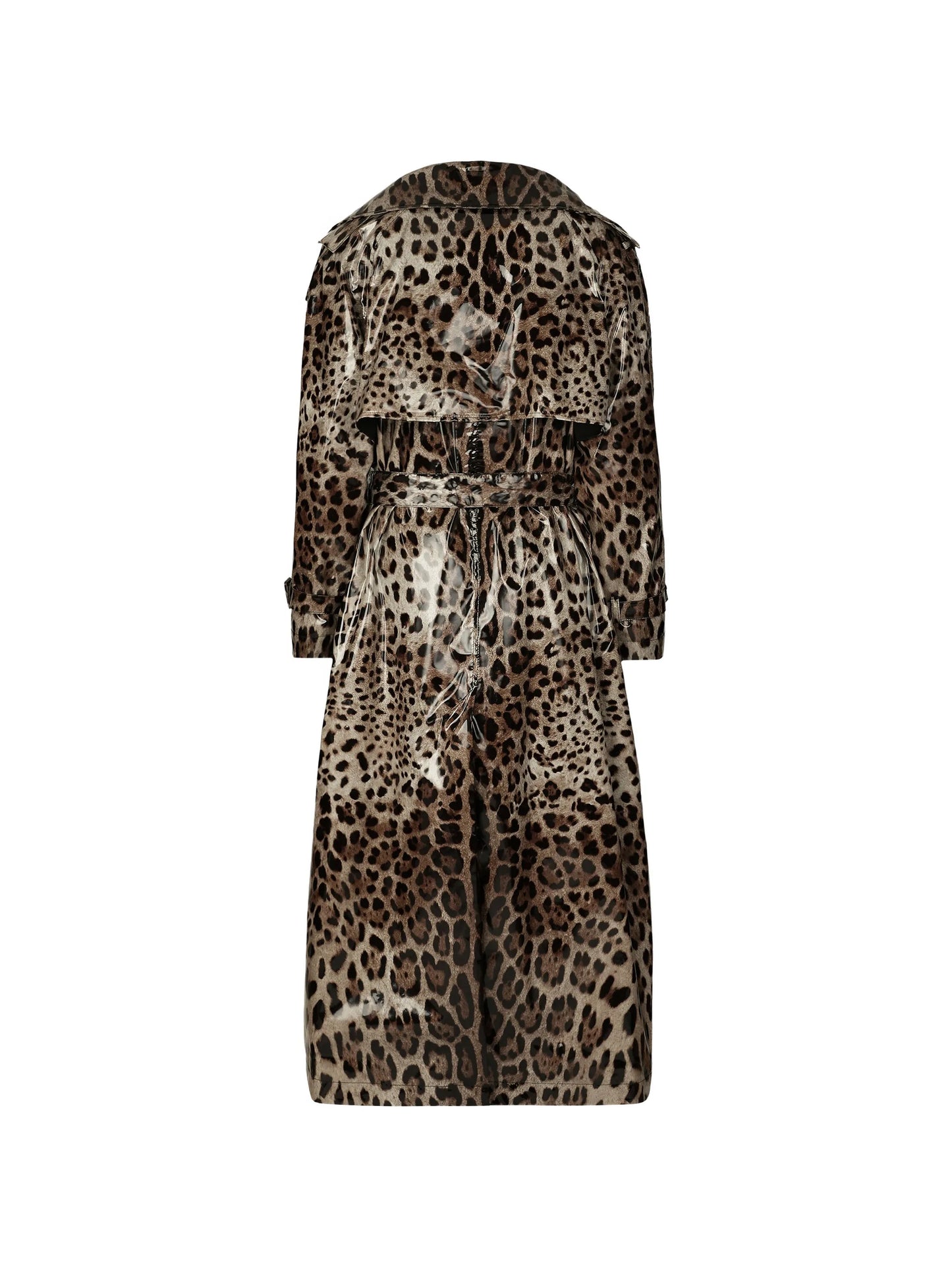 leopard-print belted trench coat