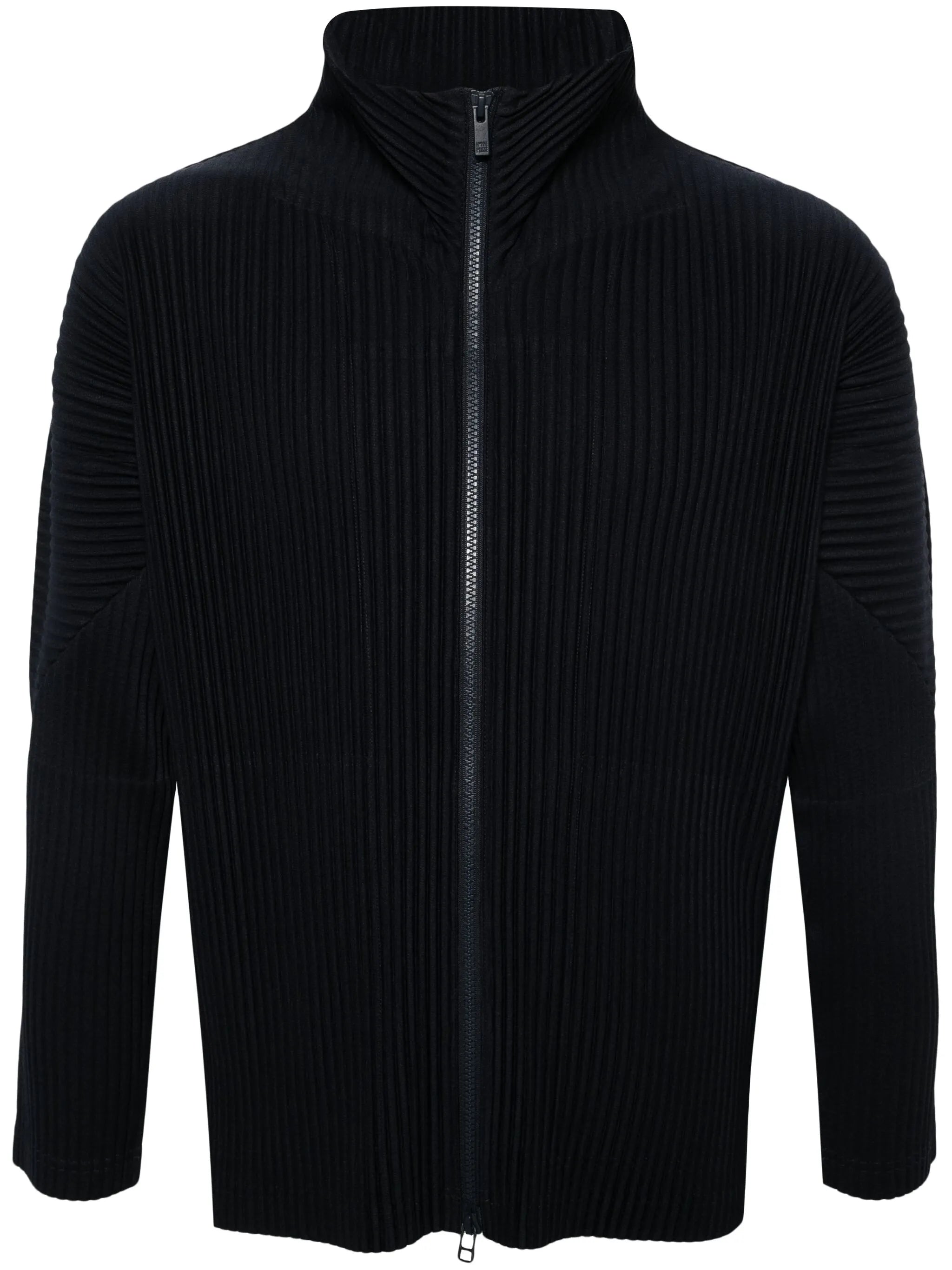 zip-up plissé jacket