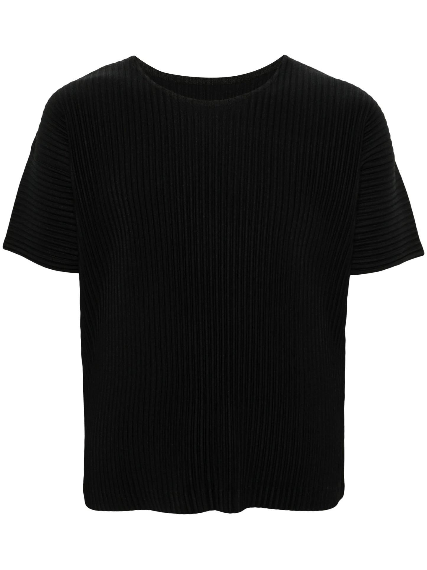 Basic plissé round-neck T-shirt