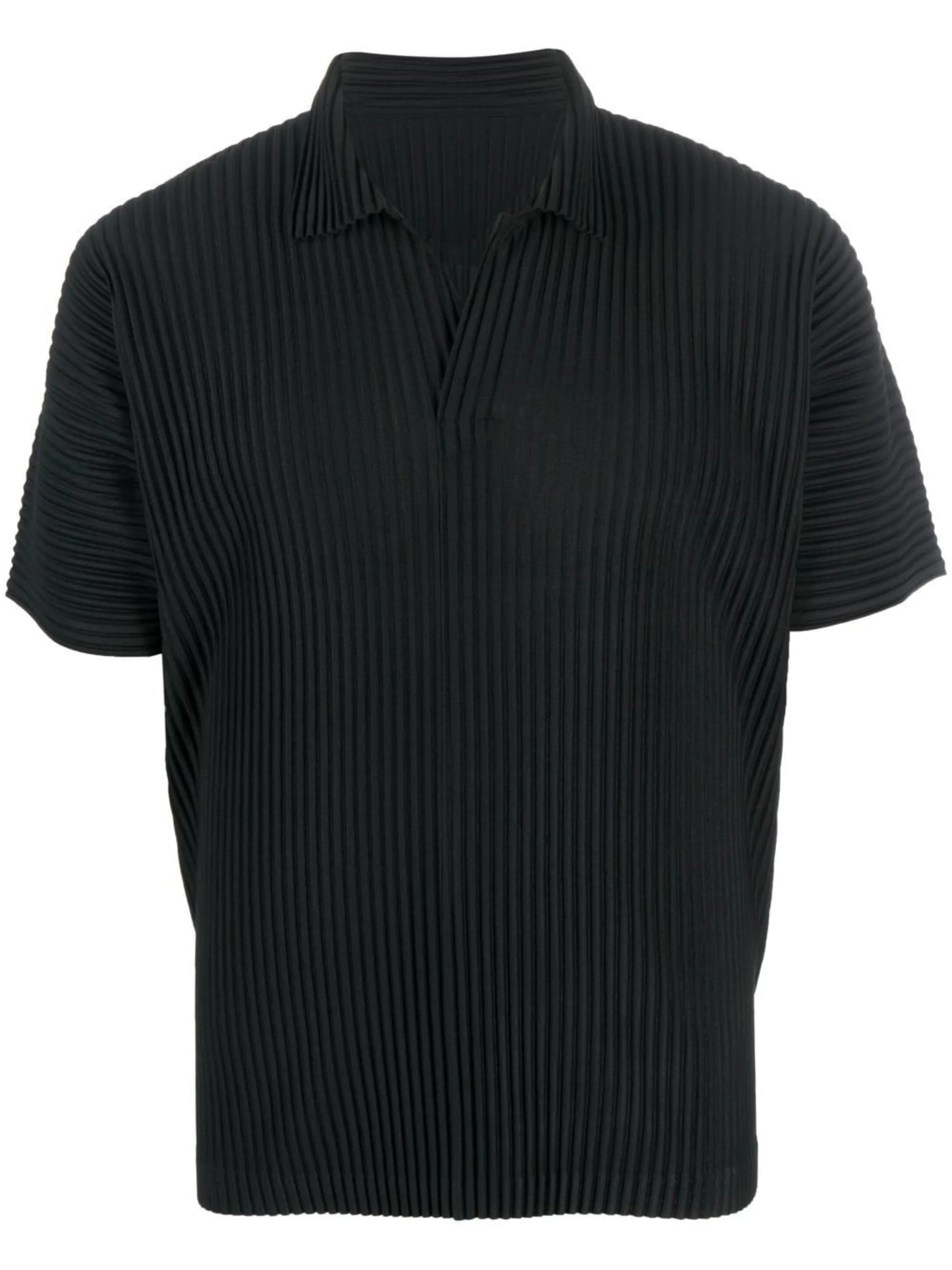 Basic plissé polo shirt