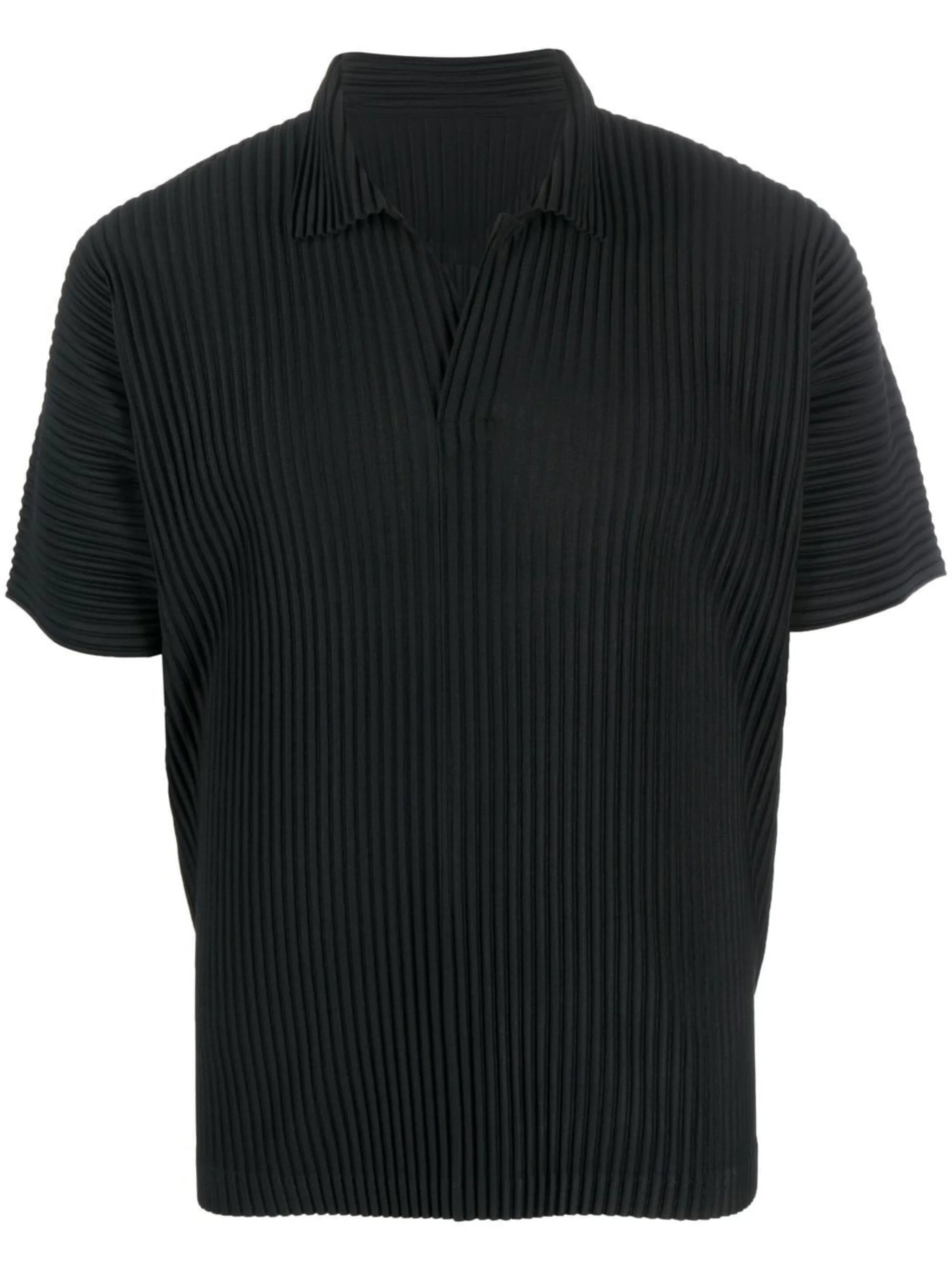 Basic plissé polo shirt