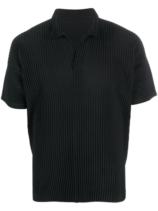 Basic plissé polo shirt