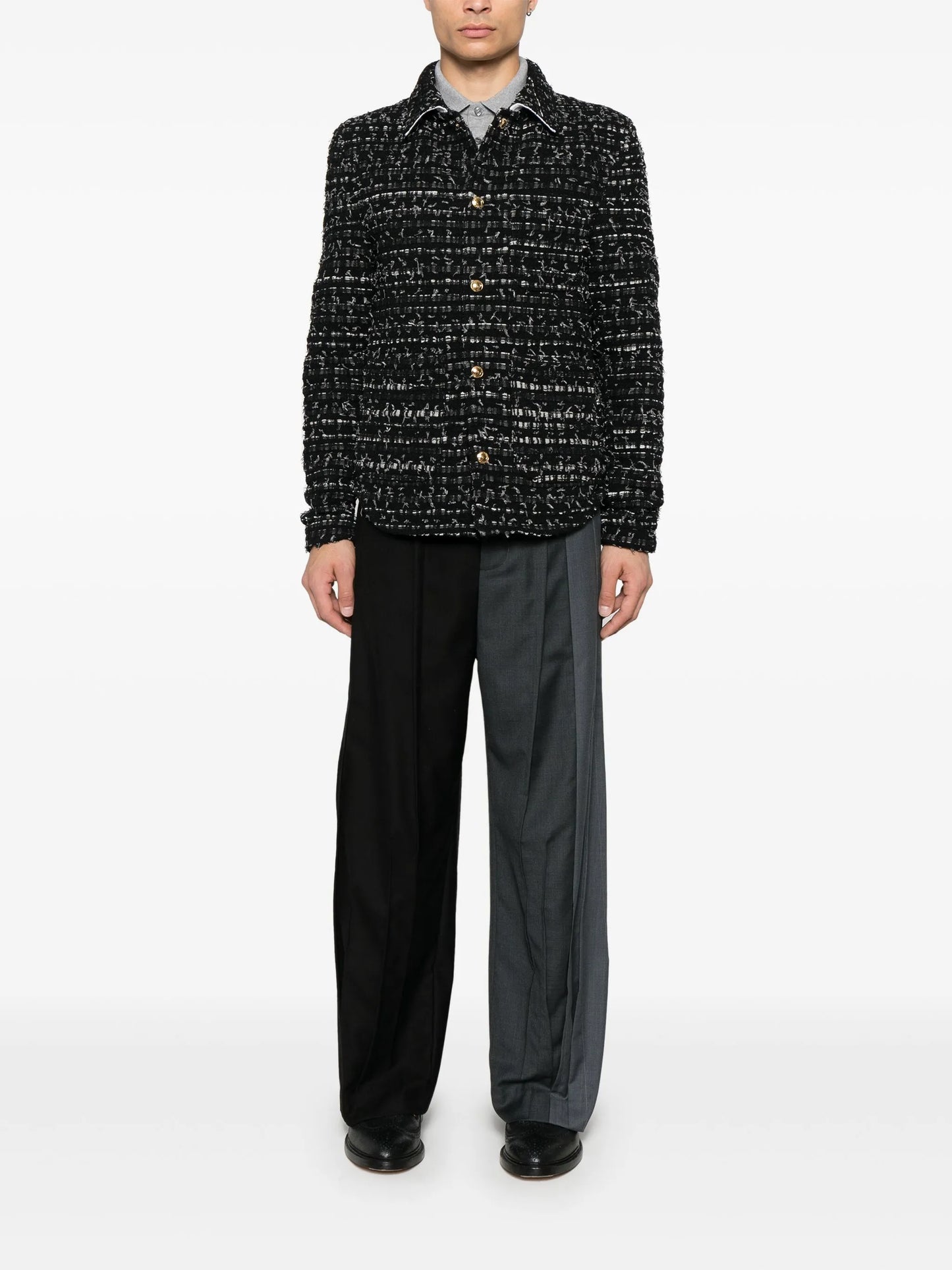 denim ribbon tweed jacket