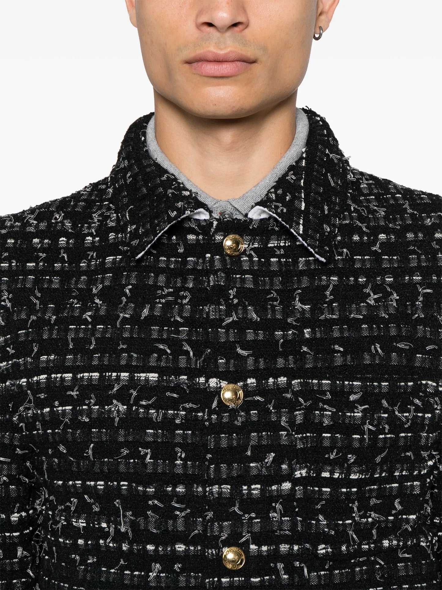 denim ribbon tweed jacket