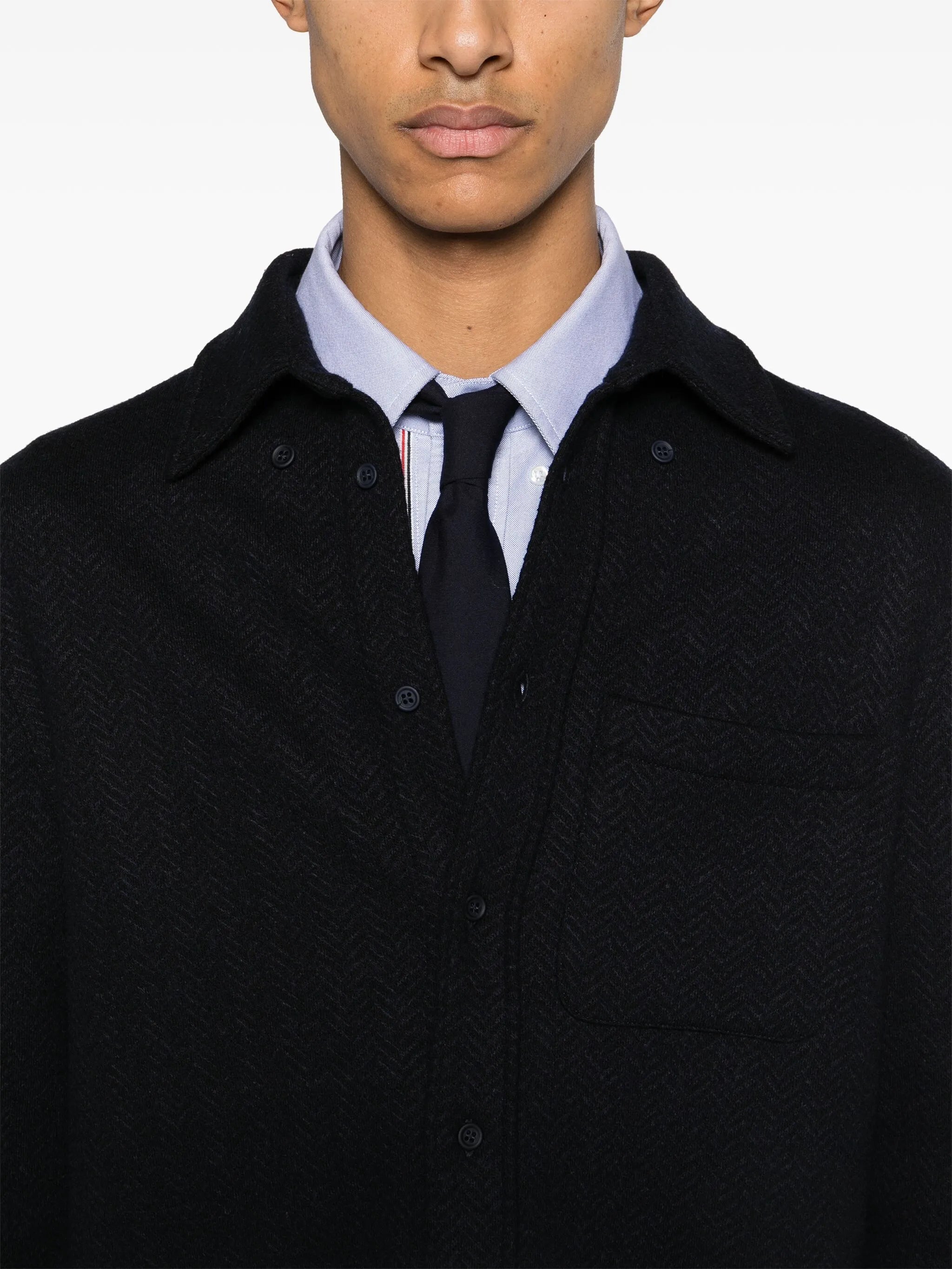 herringbone cotton overshirt