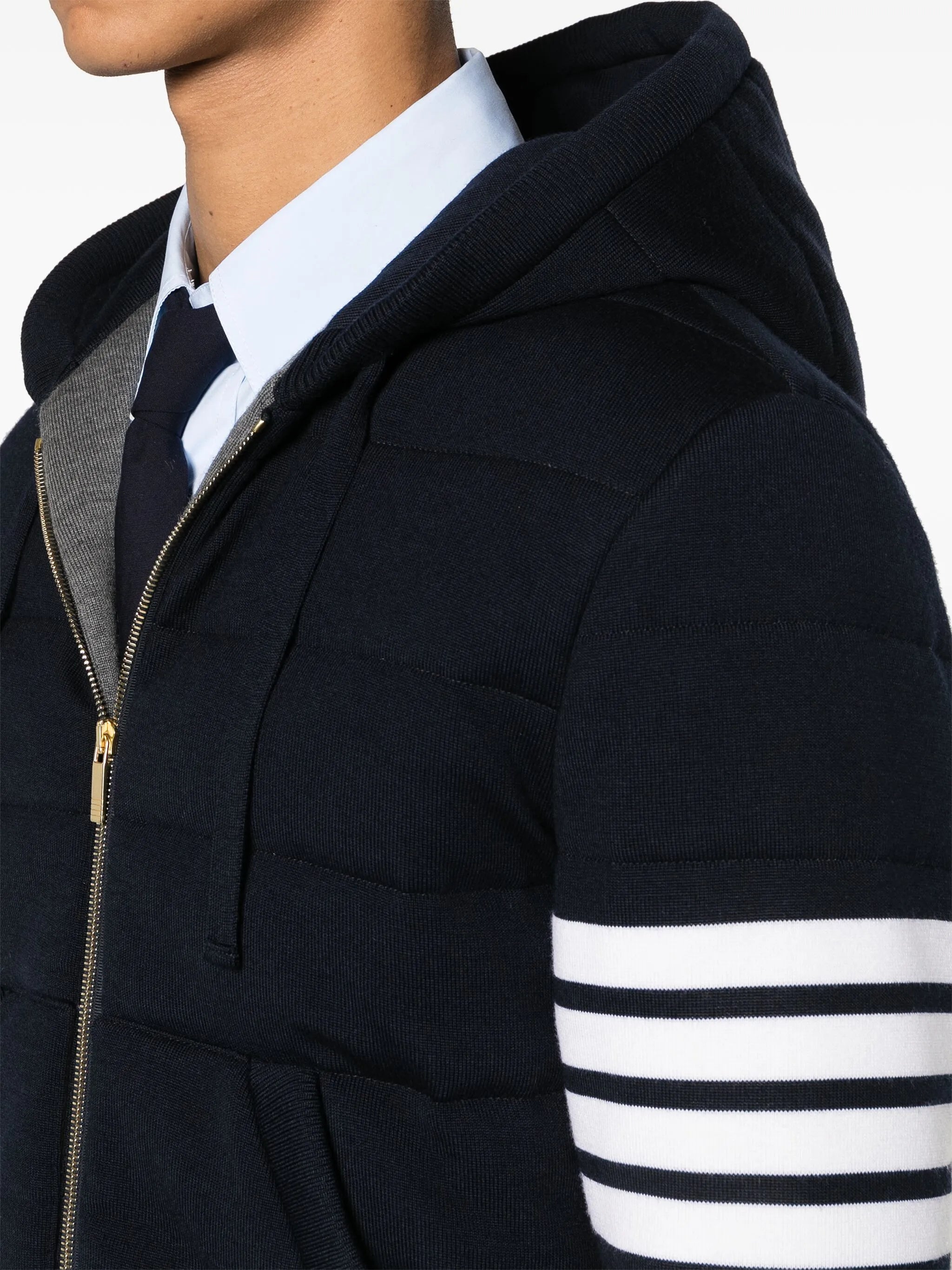 4-Bar stripe hooded jacket