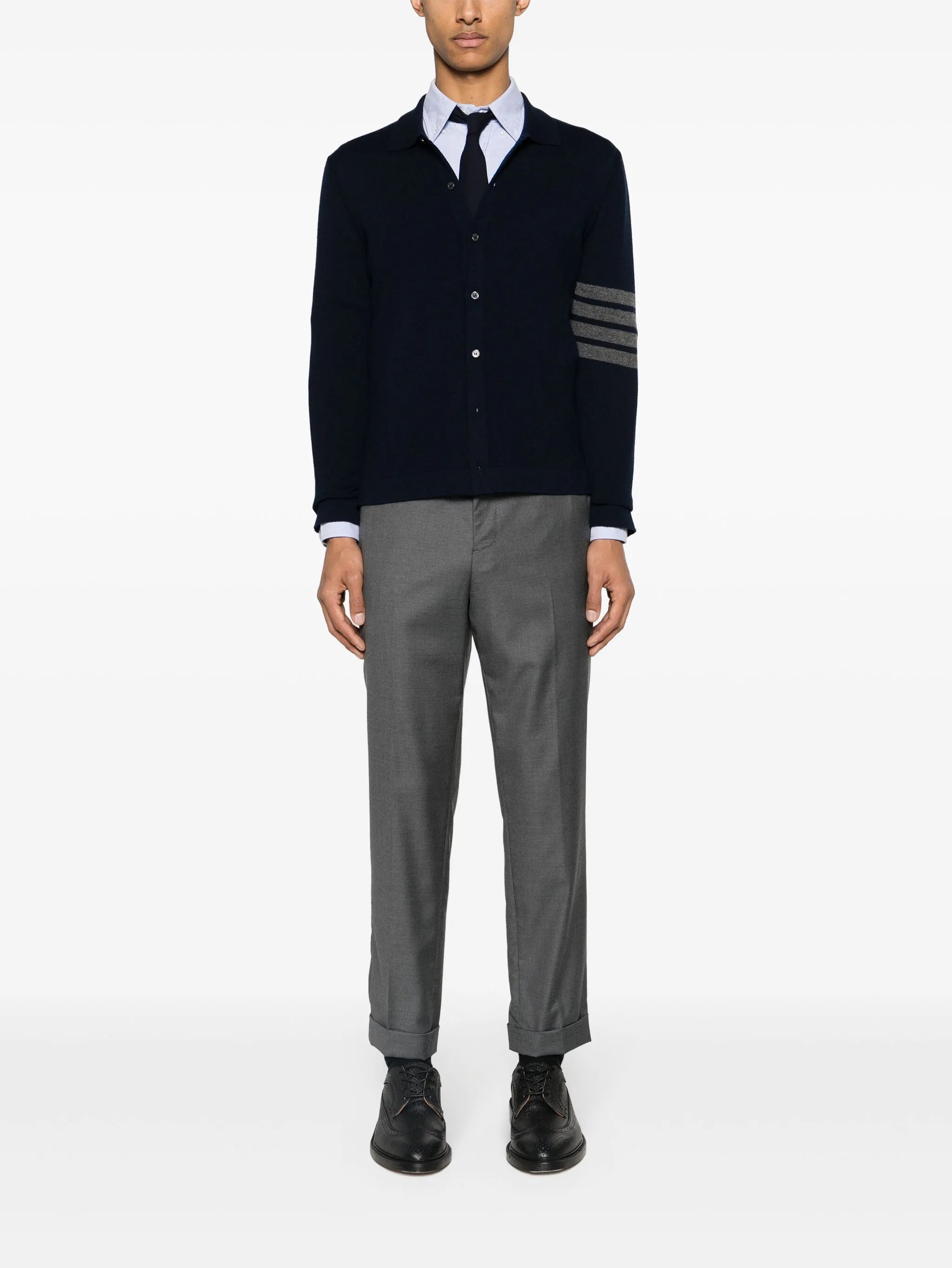 4-Bar stripe cashmere cardigan