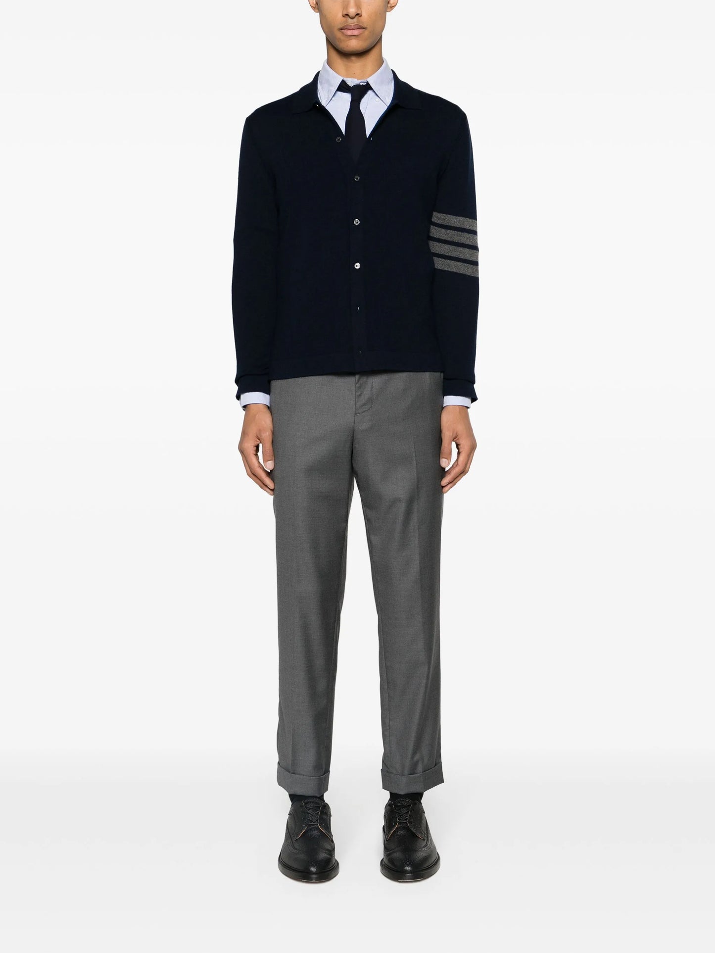 4-Bar stripe cashmere cardigan