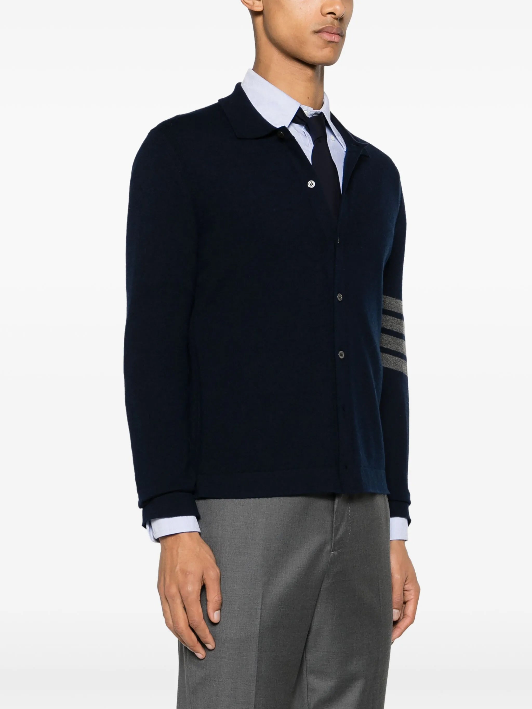 4-Bar stripe cashmere cardigan