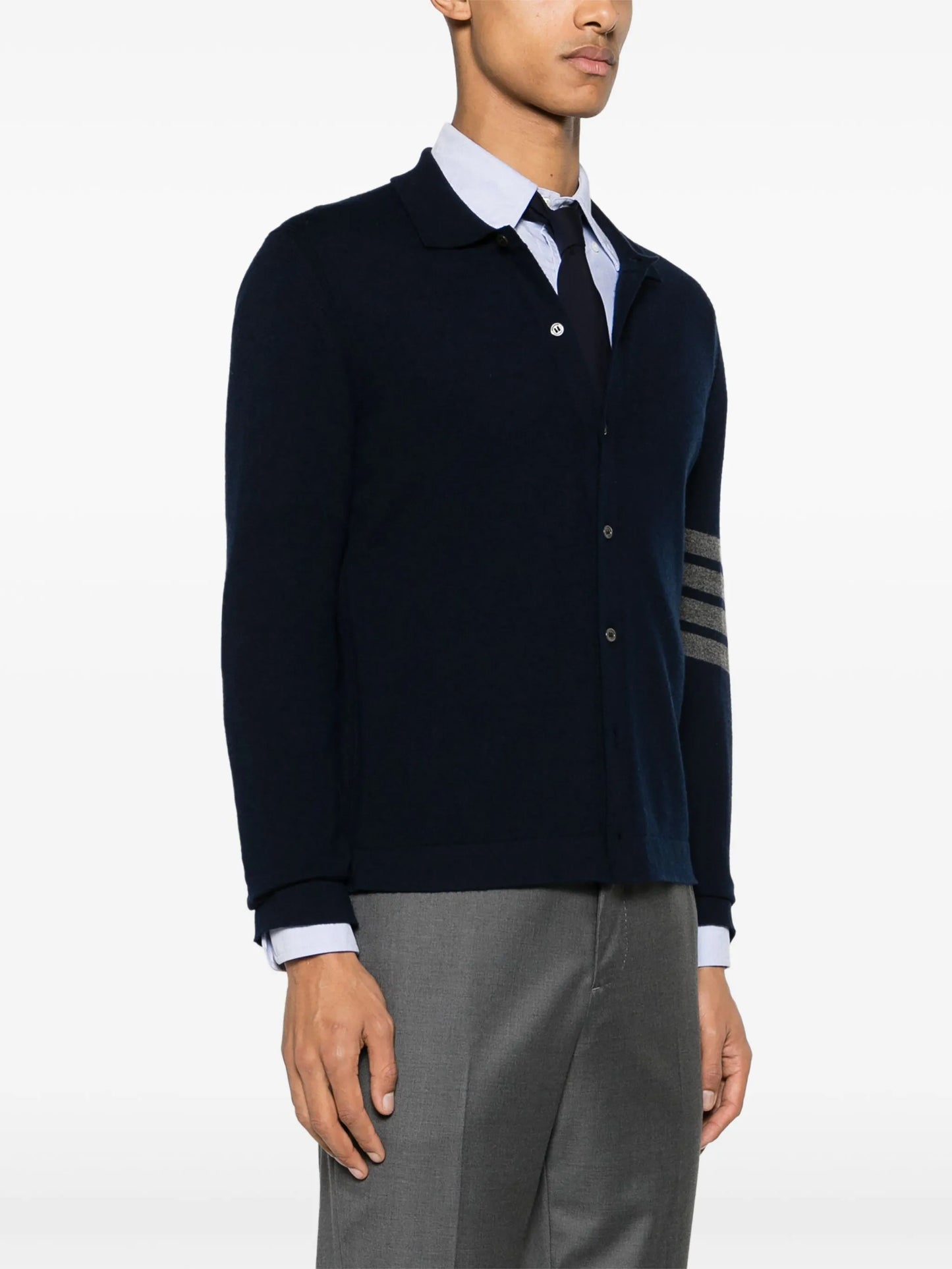 4-Bar stripe cashmere cardigan