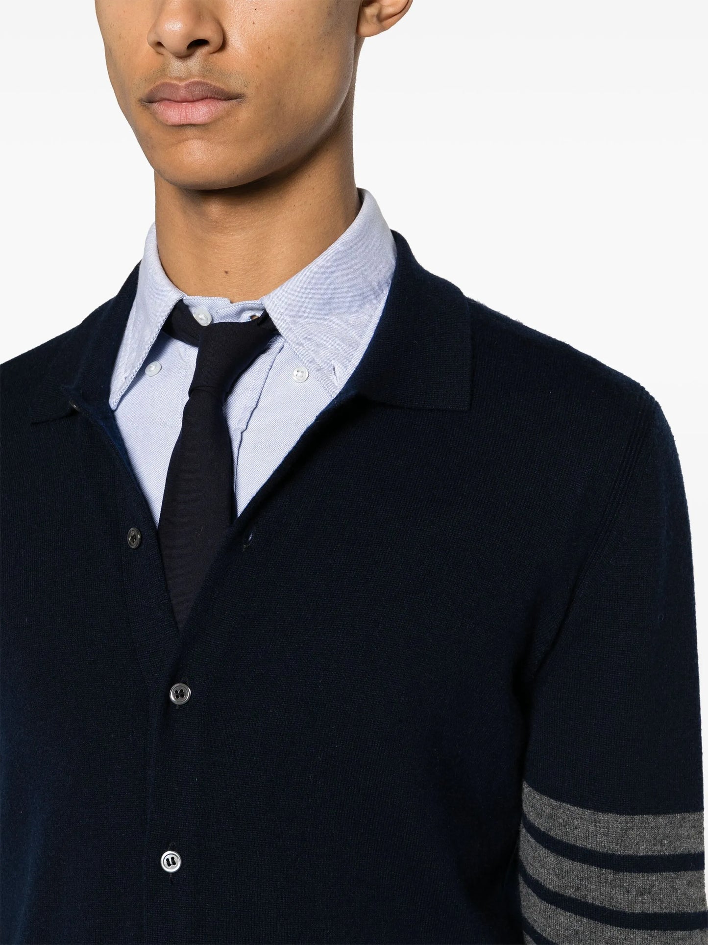 4-Bar stripe cashmere cardigan