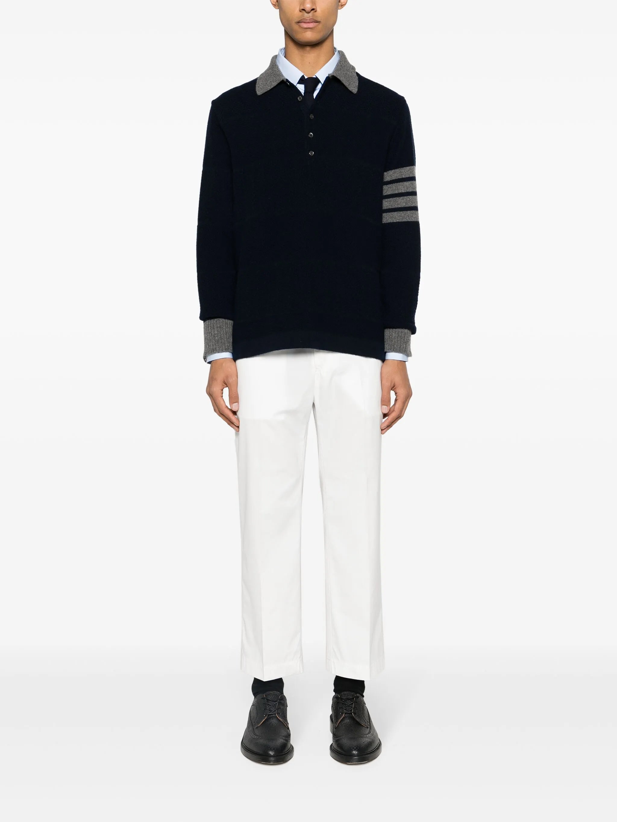 4-Bar virgin wool polo shirt