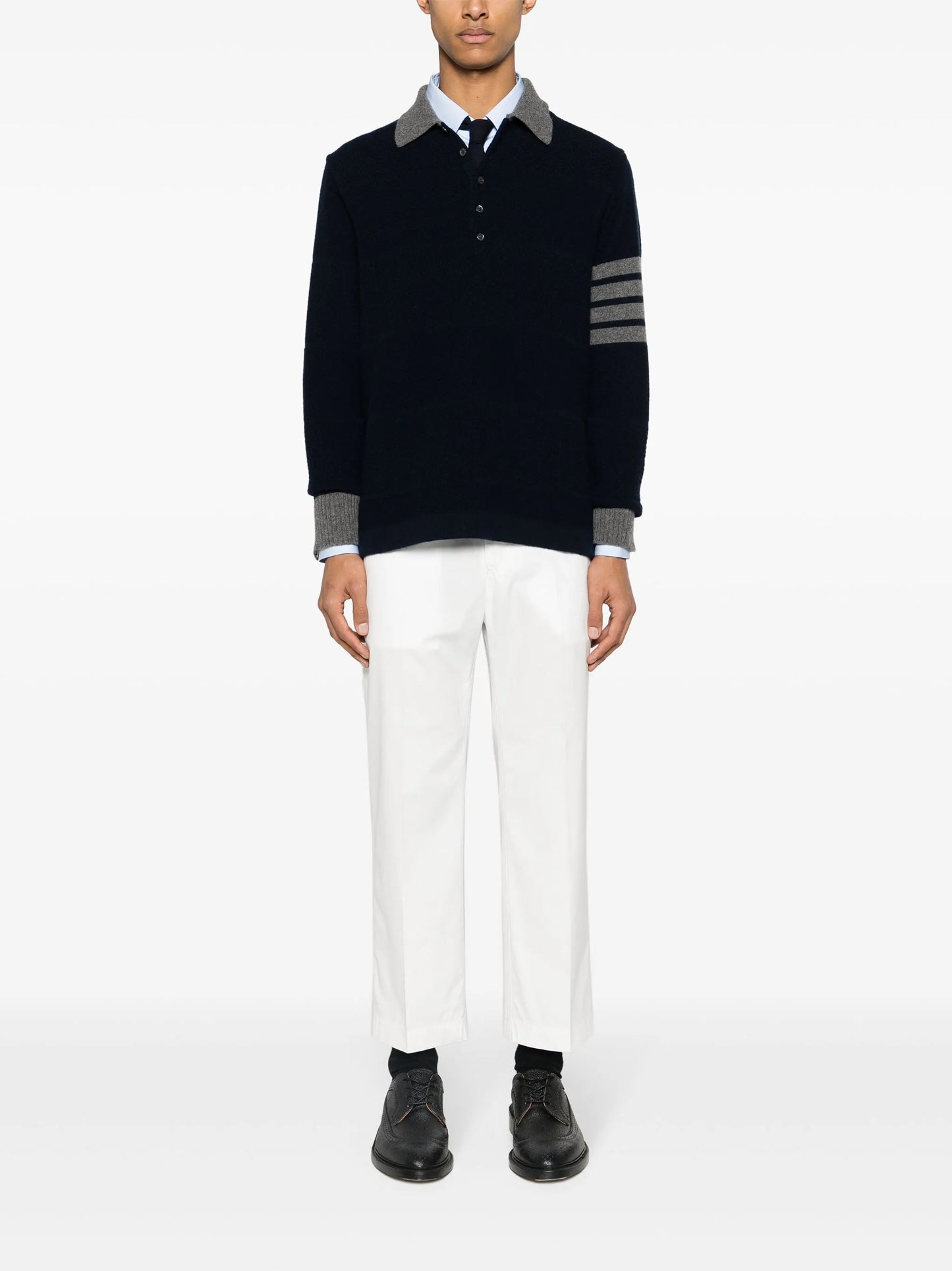 4-Bar virgin wool polo shirt