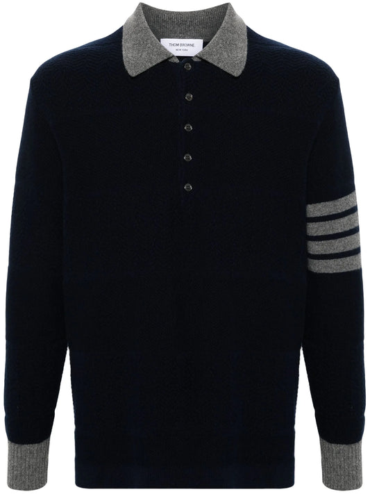 4-Bar virgin wool polo shirt