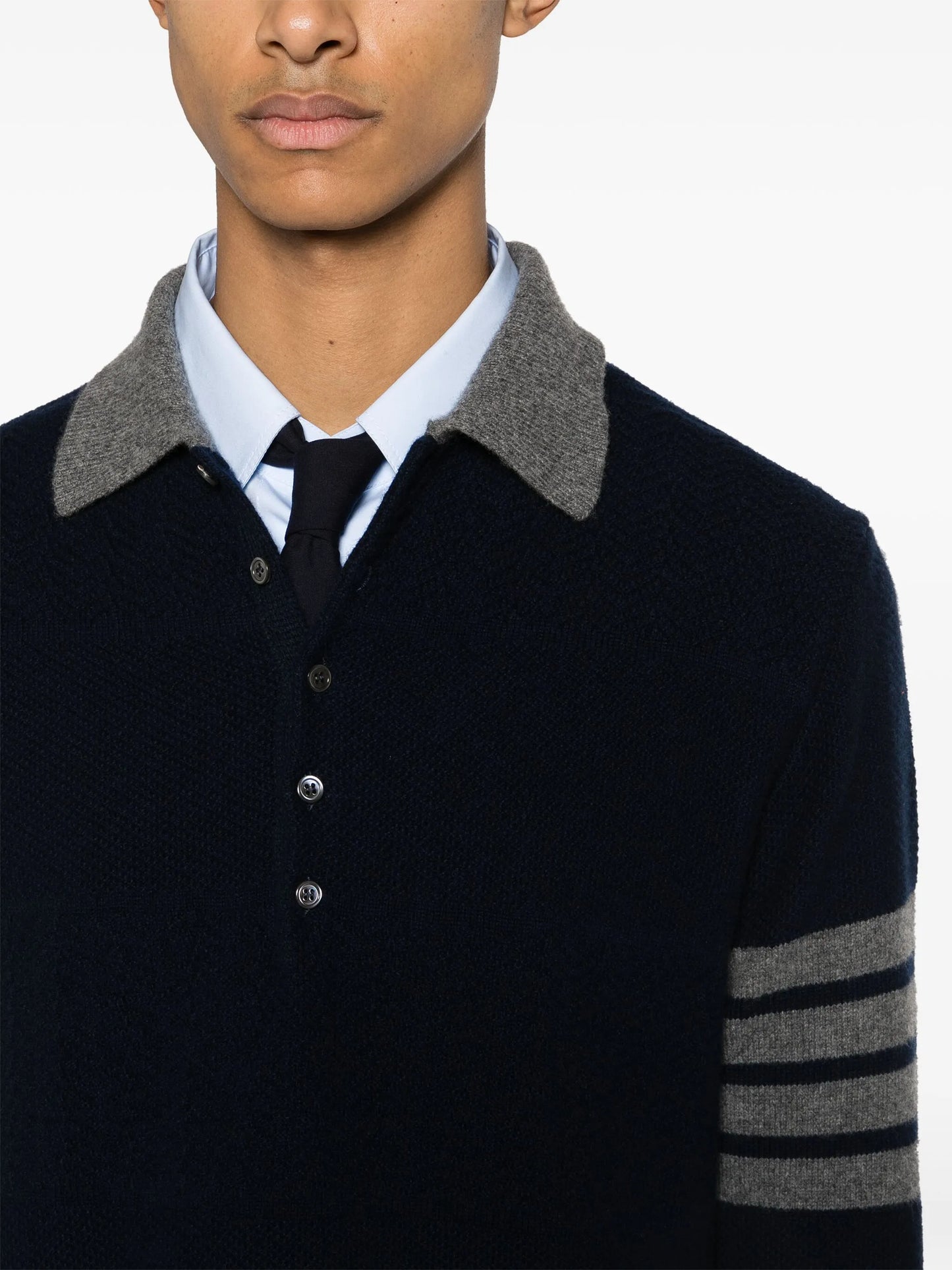 4-Bar virgin wool polo shirt