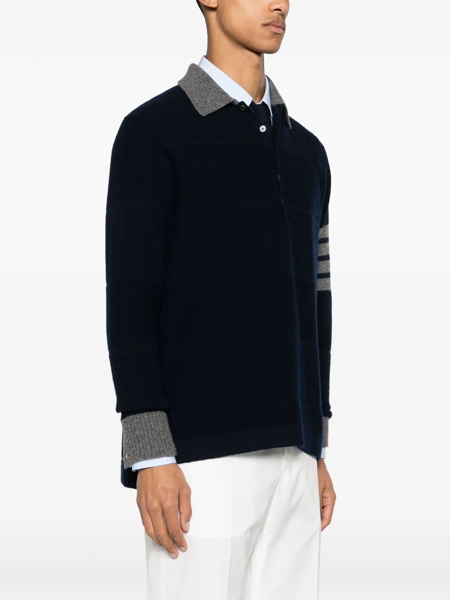 4-Bar virgin wool polo shirt