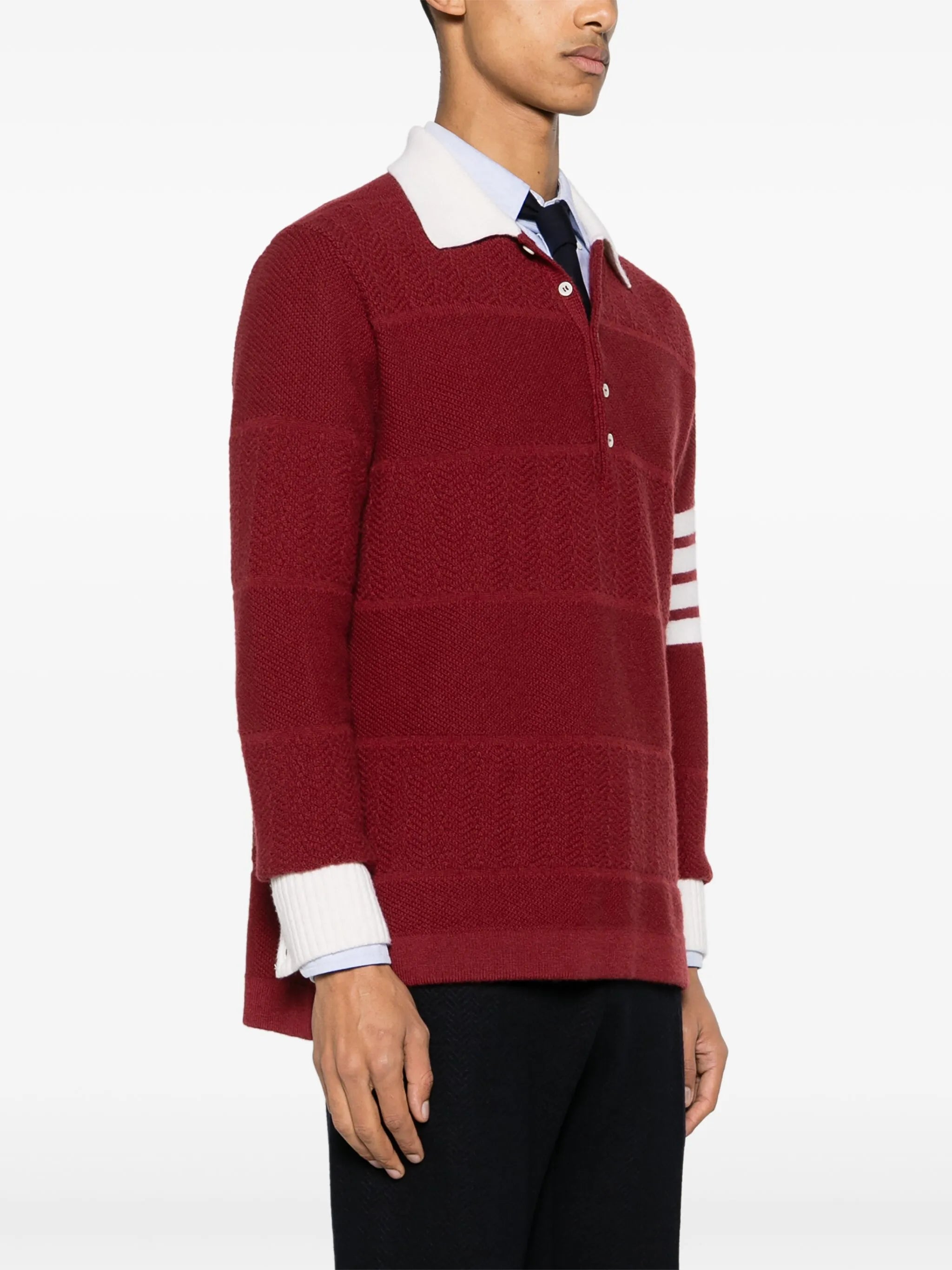 4-Bar virgin wool polo shirt