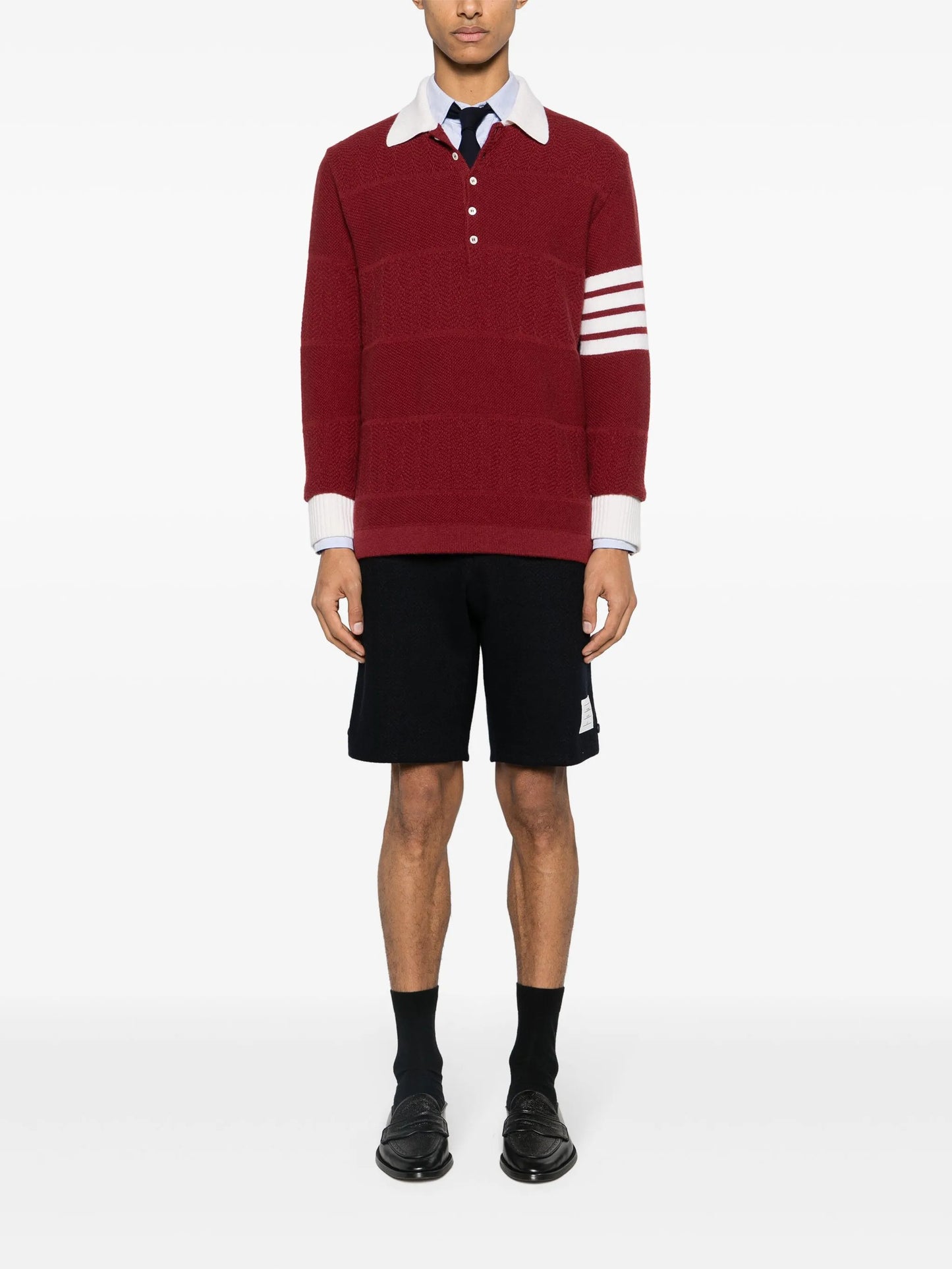 4-Bar virgin wool polo shirt