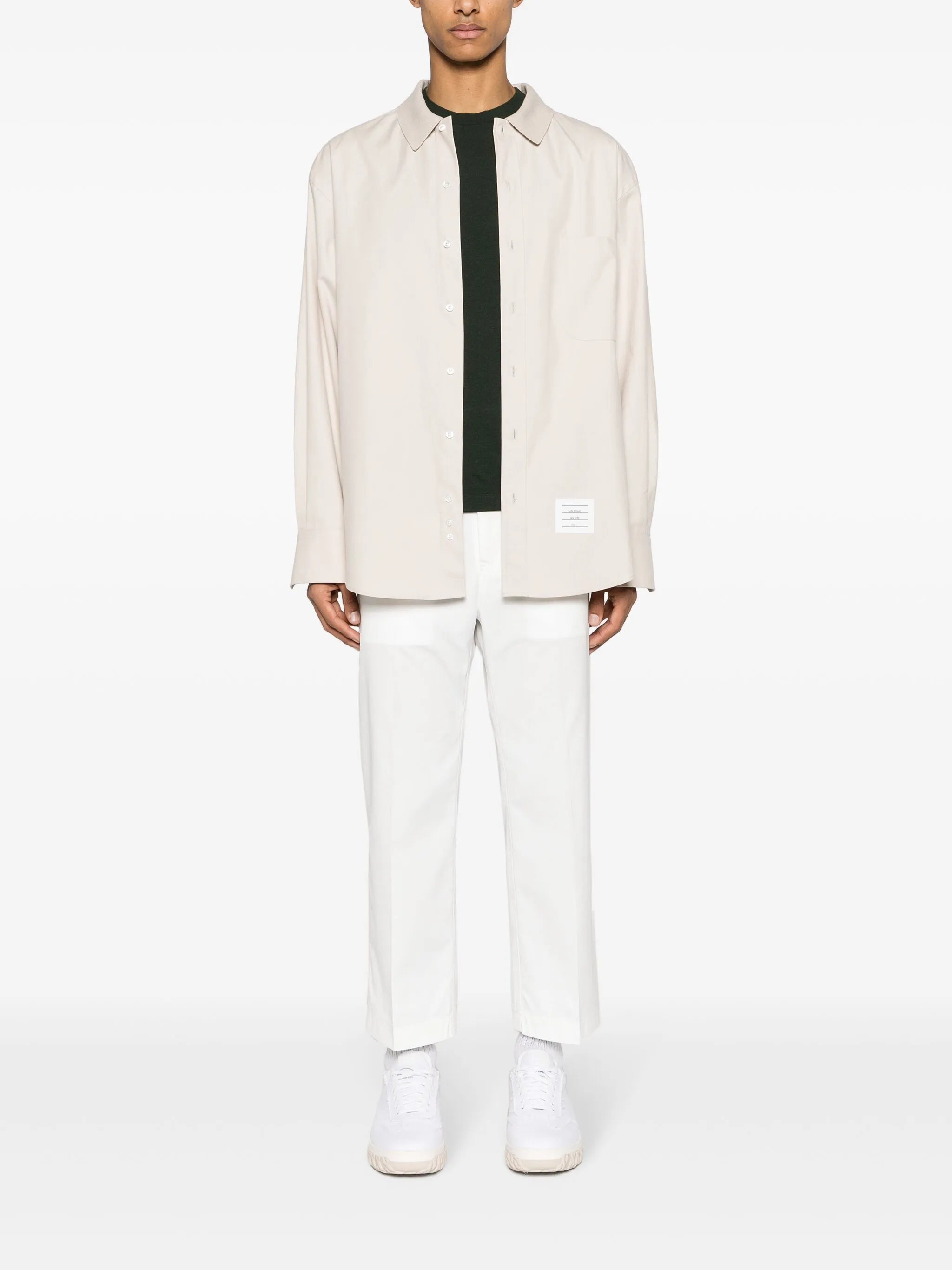 RWB stripe-print cotton overshirt