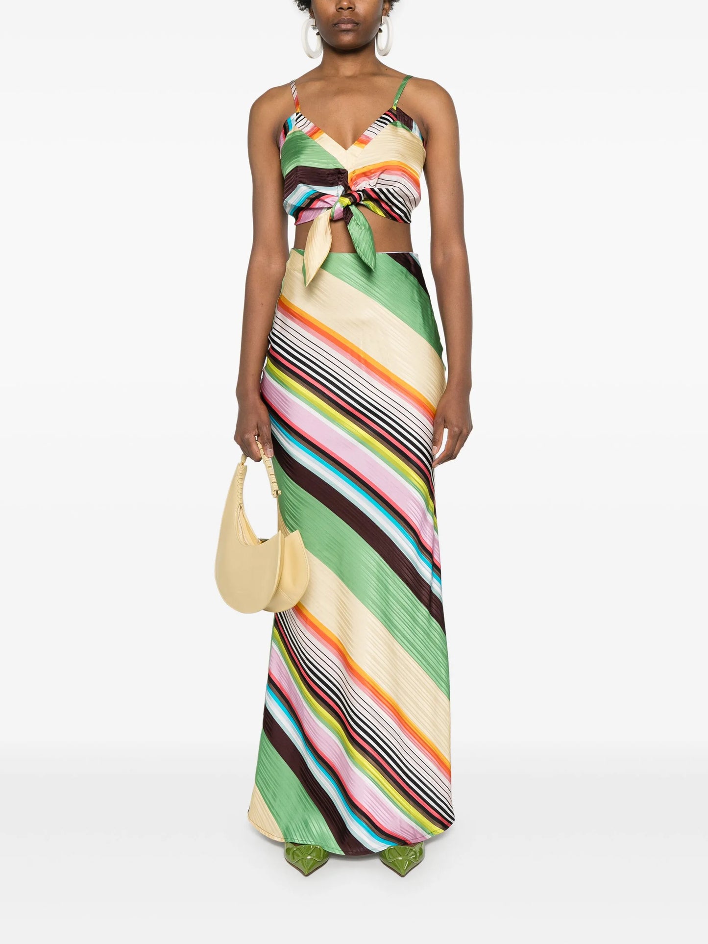 striped satin maxi skirt