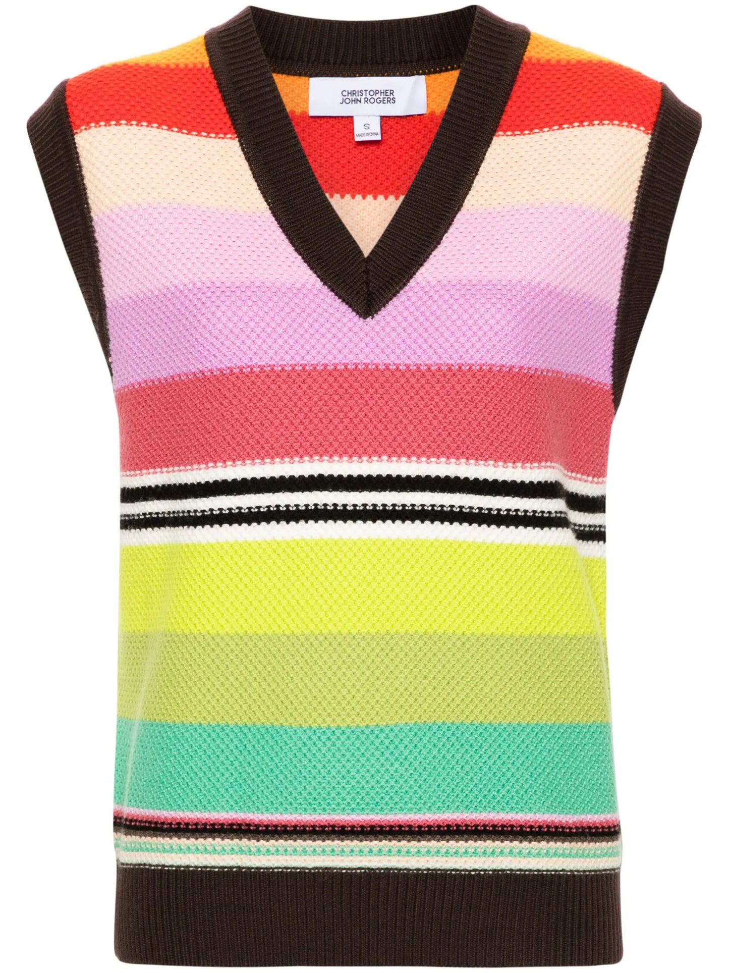 striped honeycomb-knit vest