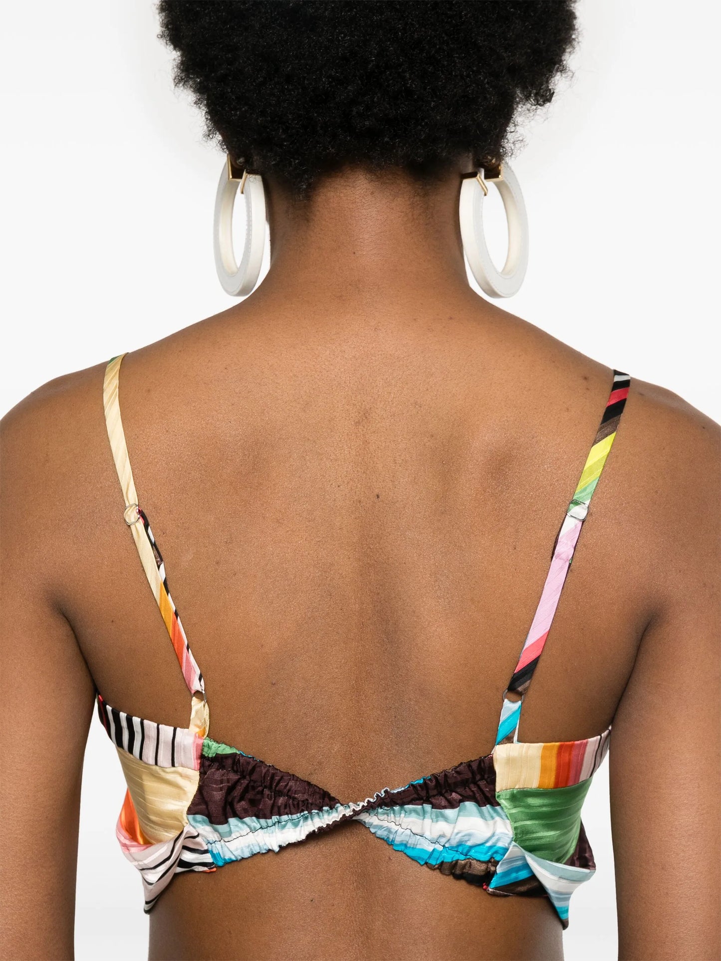 bow-detail striped bralette