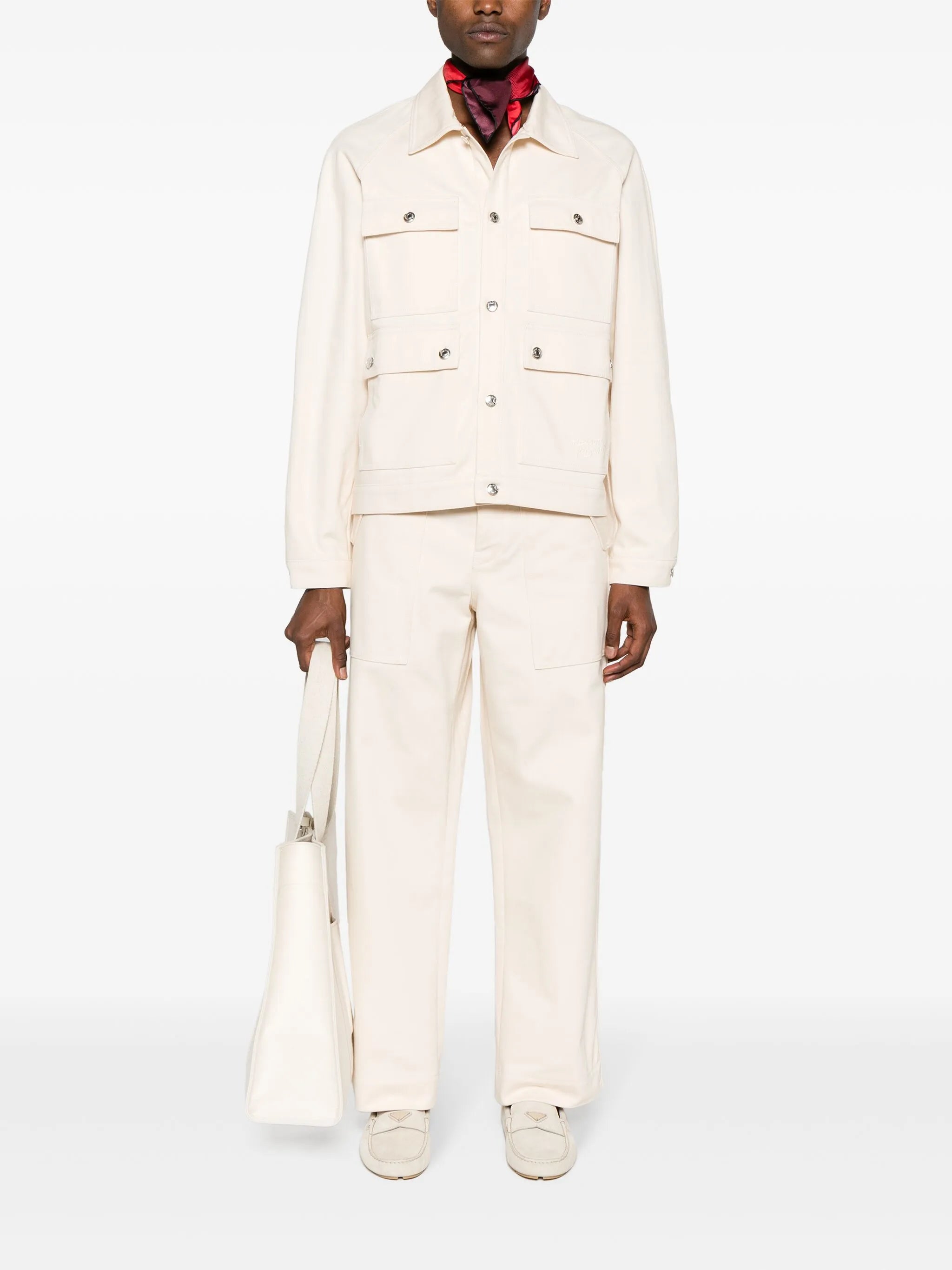 straight-collar cotton shirt jacket