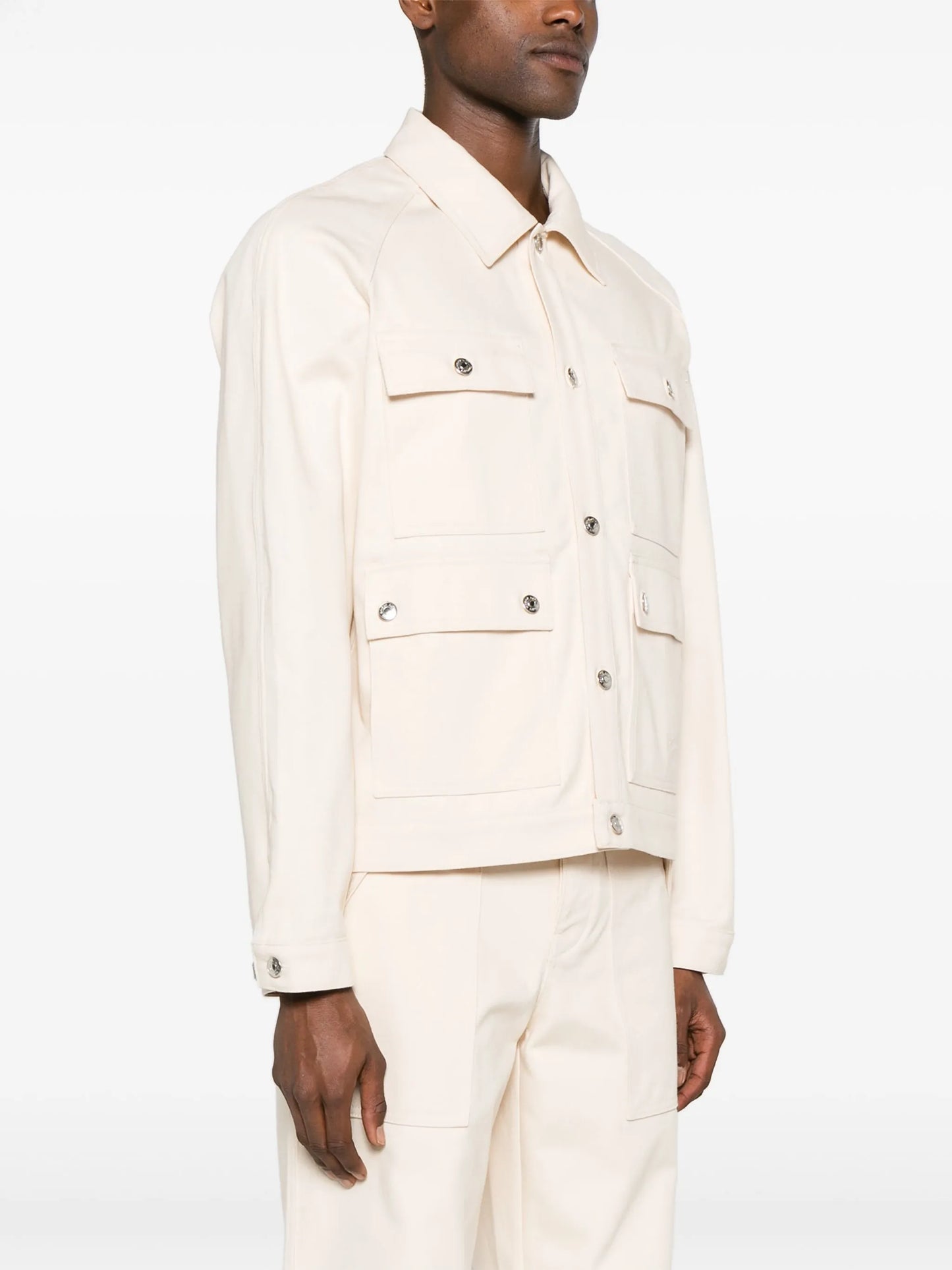 straight-collar cotton shirt jacket