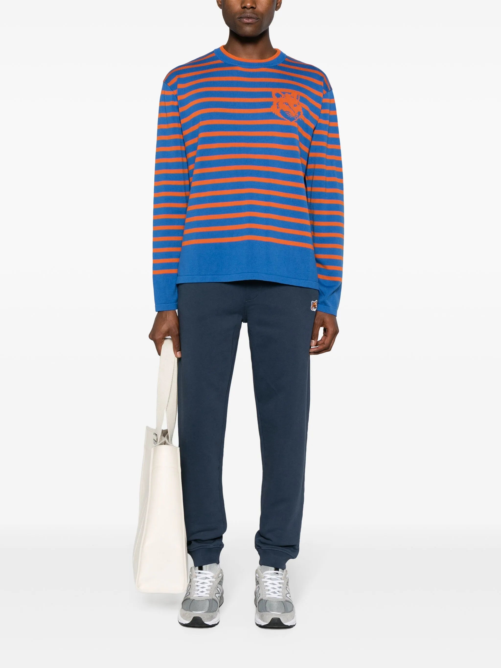 logo-intarsia cotton jumper