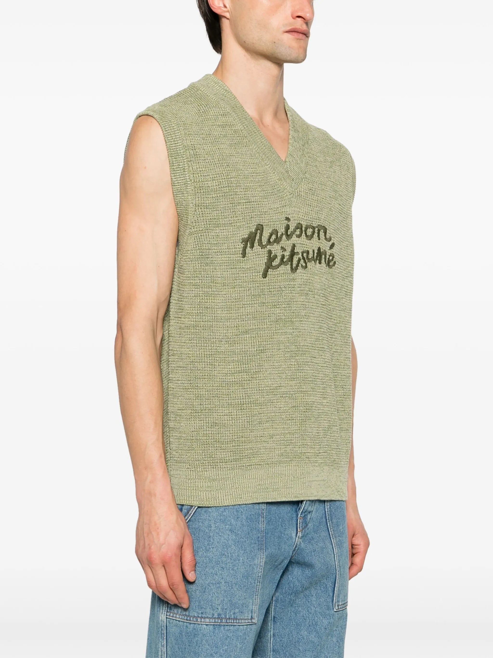 logo-embroidered cotton vest