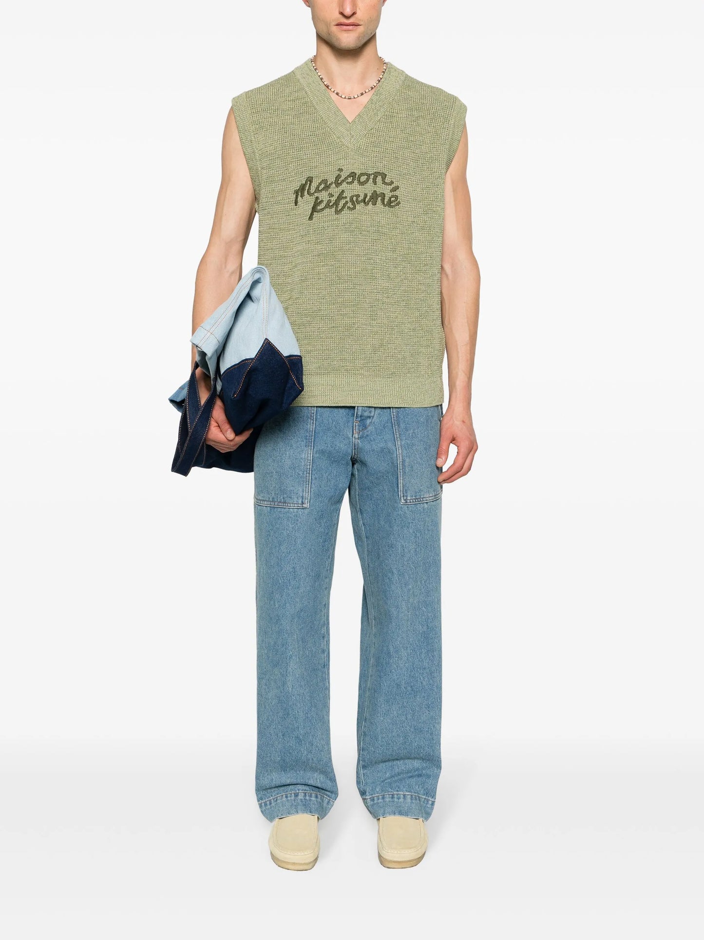 logo-embroidered cotton vest