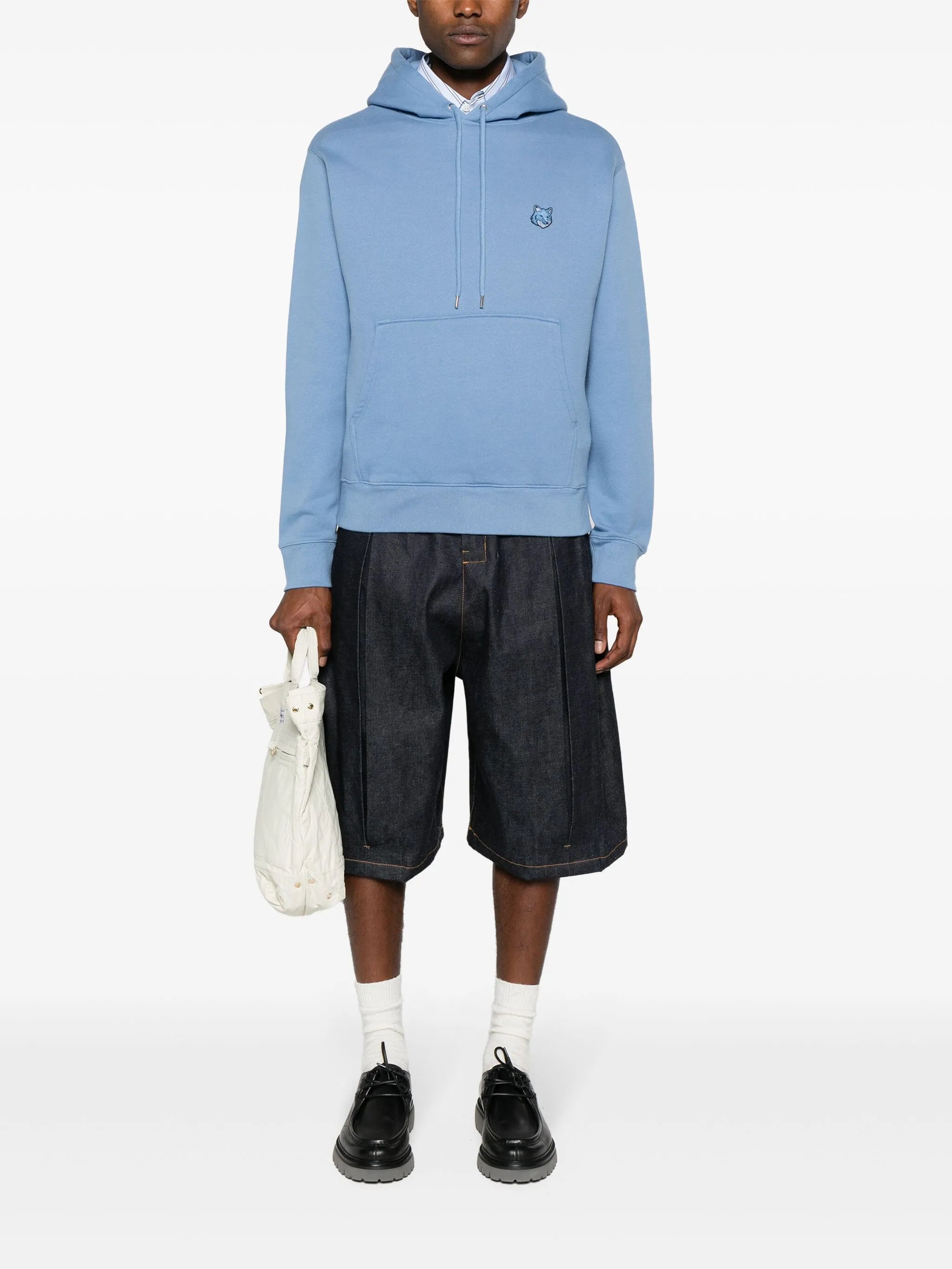 logo-patch cotton hoodie