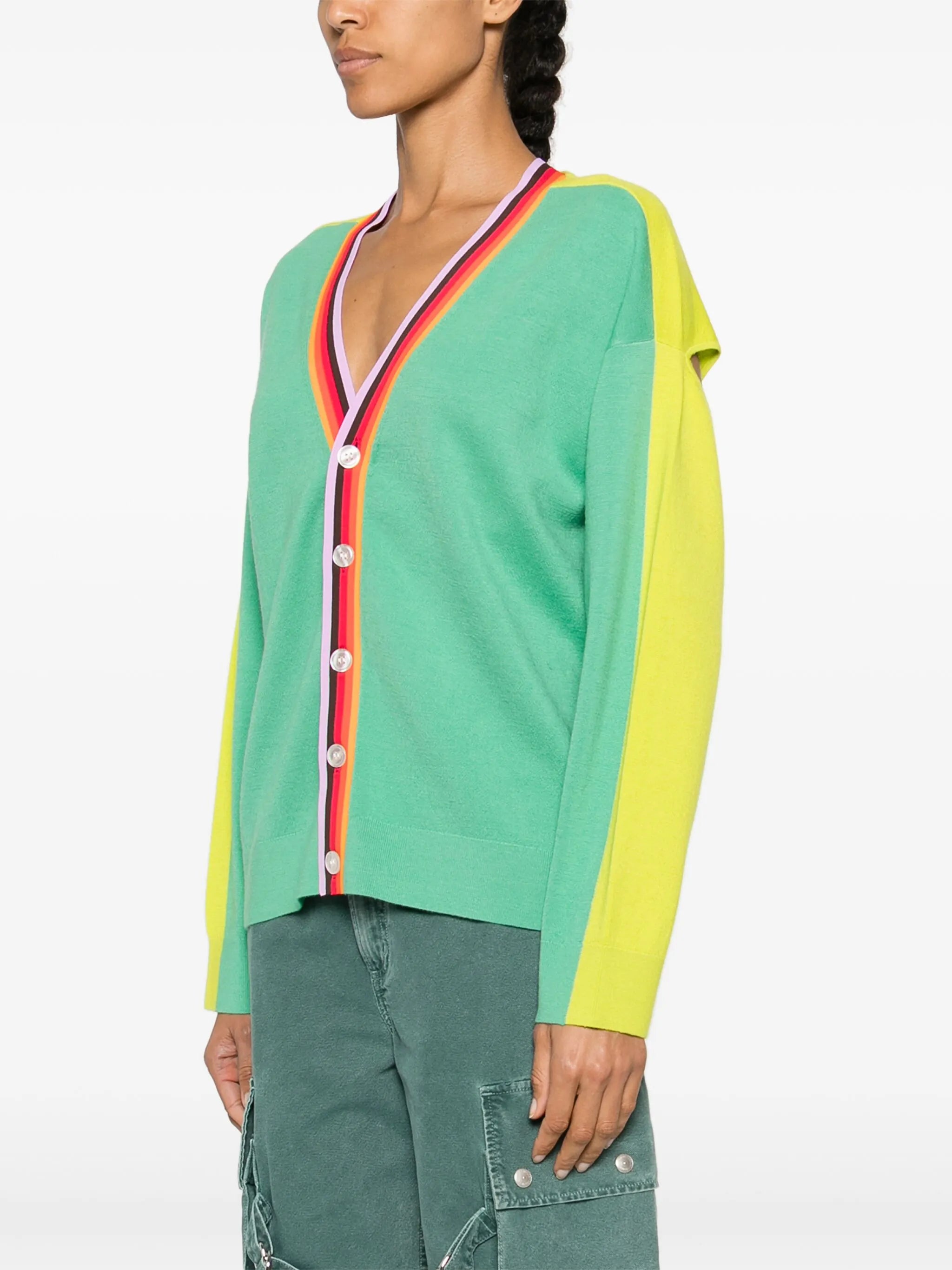 colour-block knitted cardigan