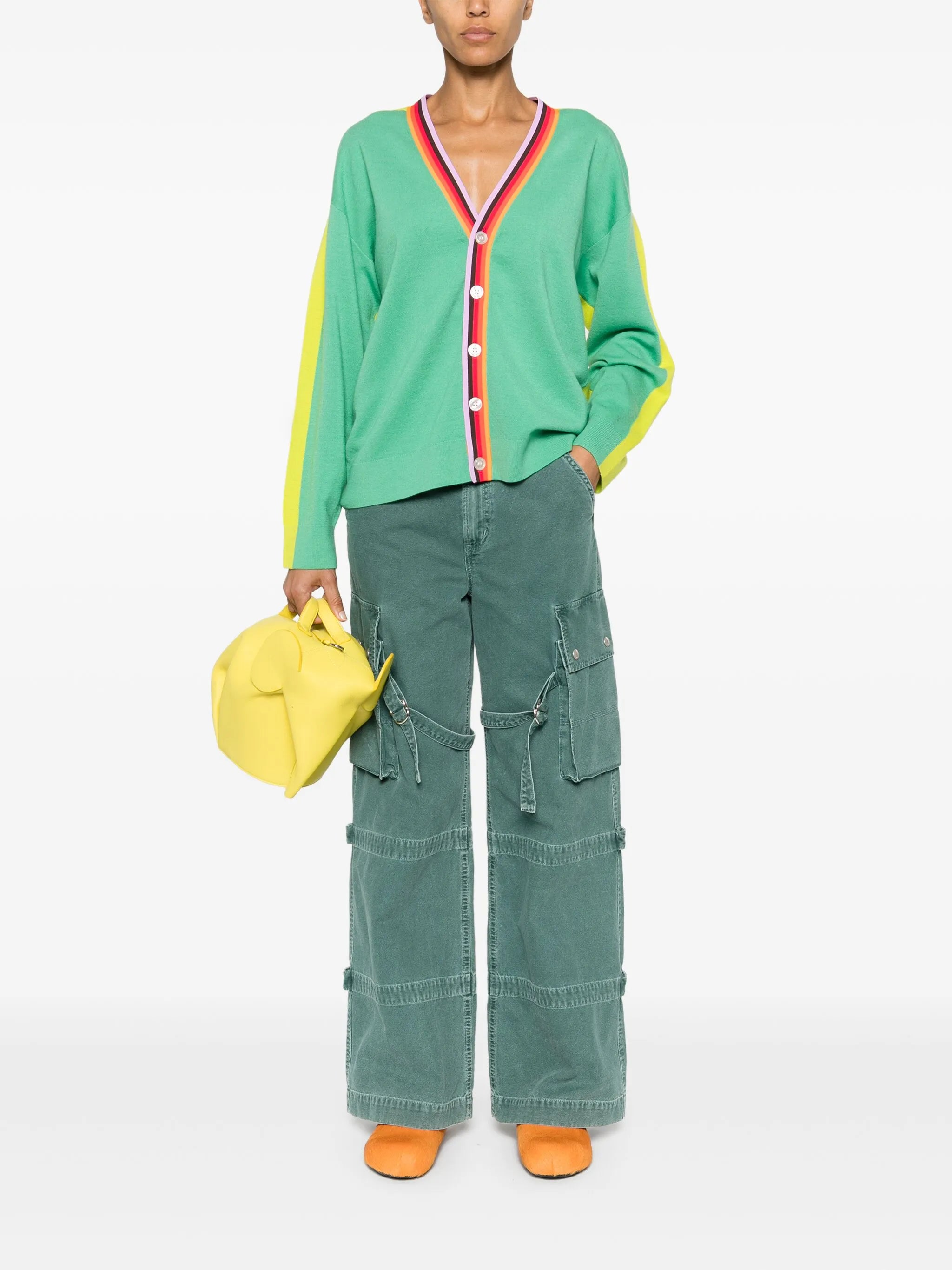colour-block knitted cardigan