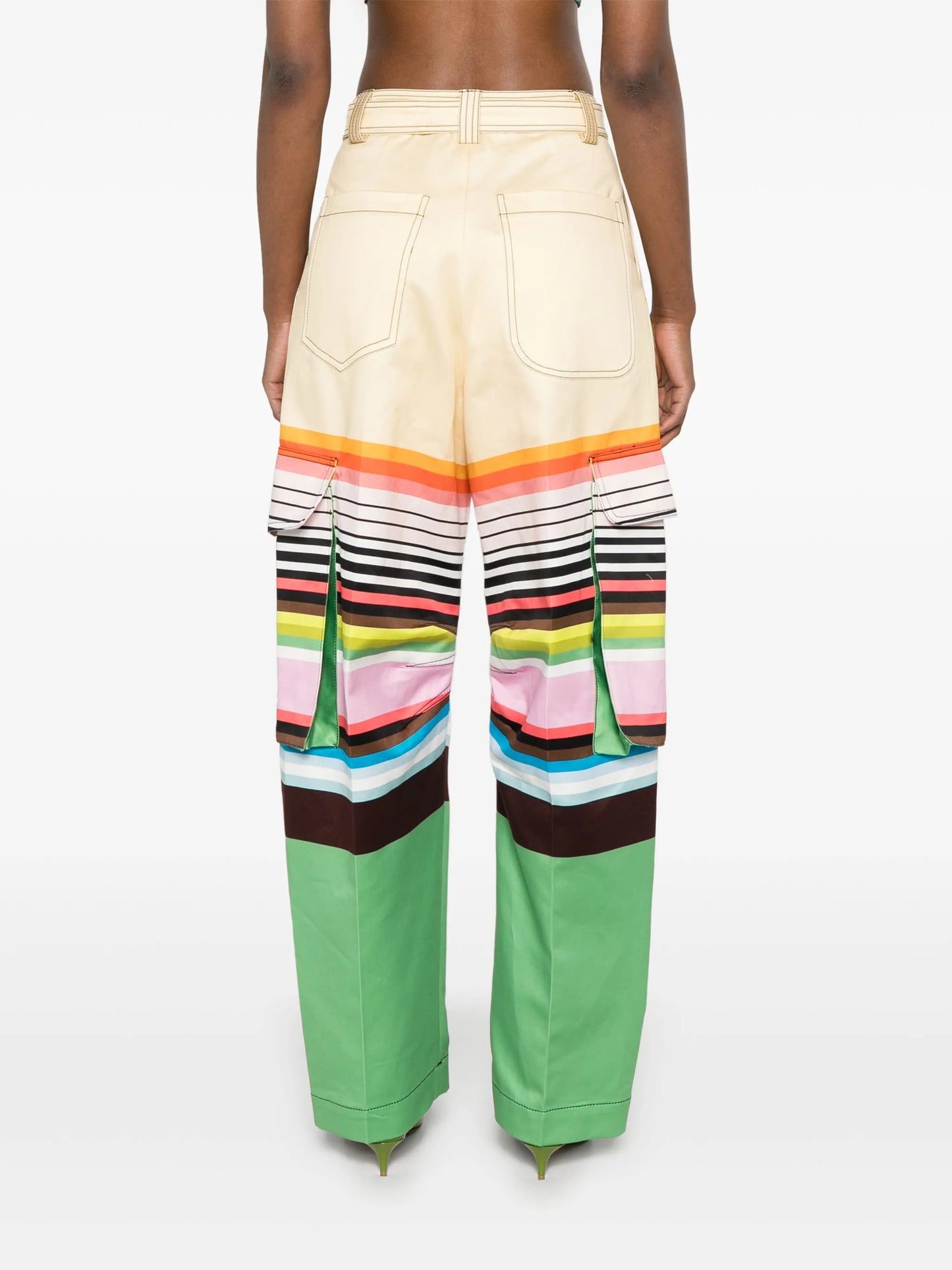 striped cotton cargo trousers