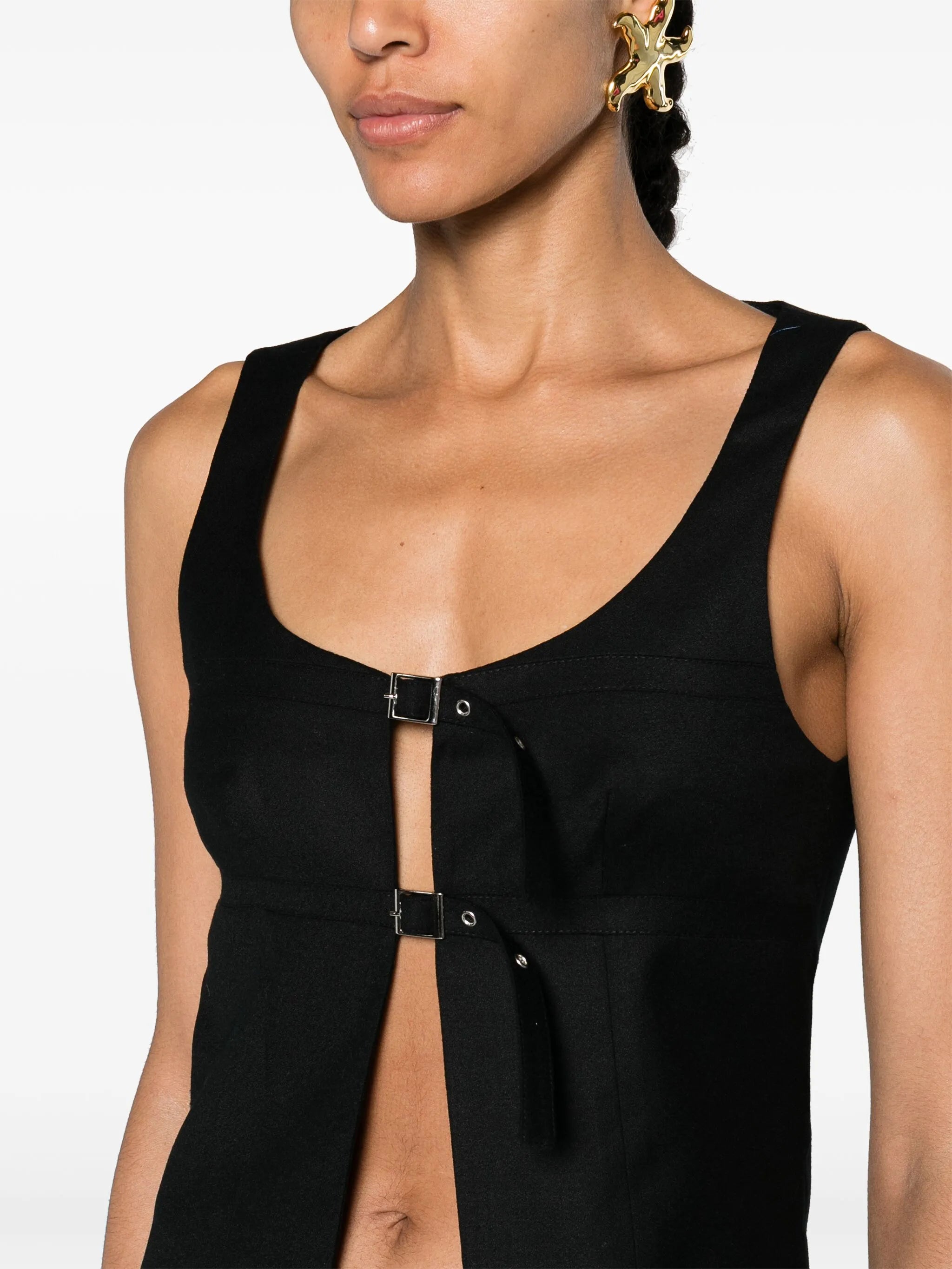 buckled-straps wool vest