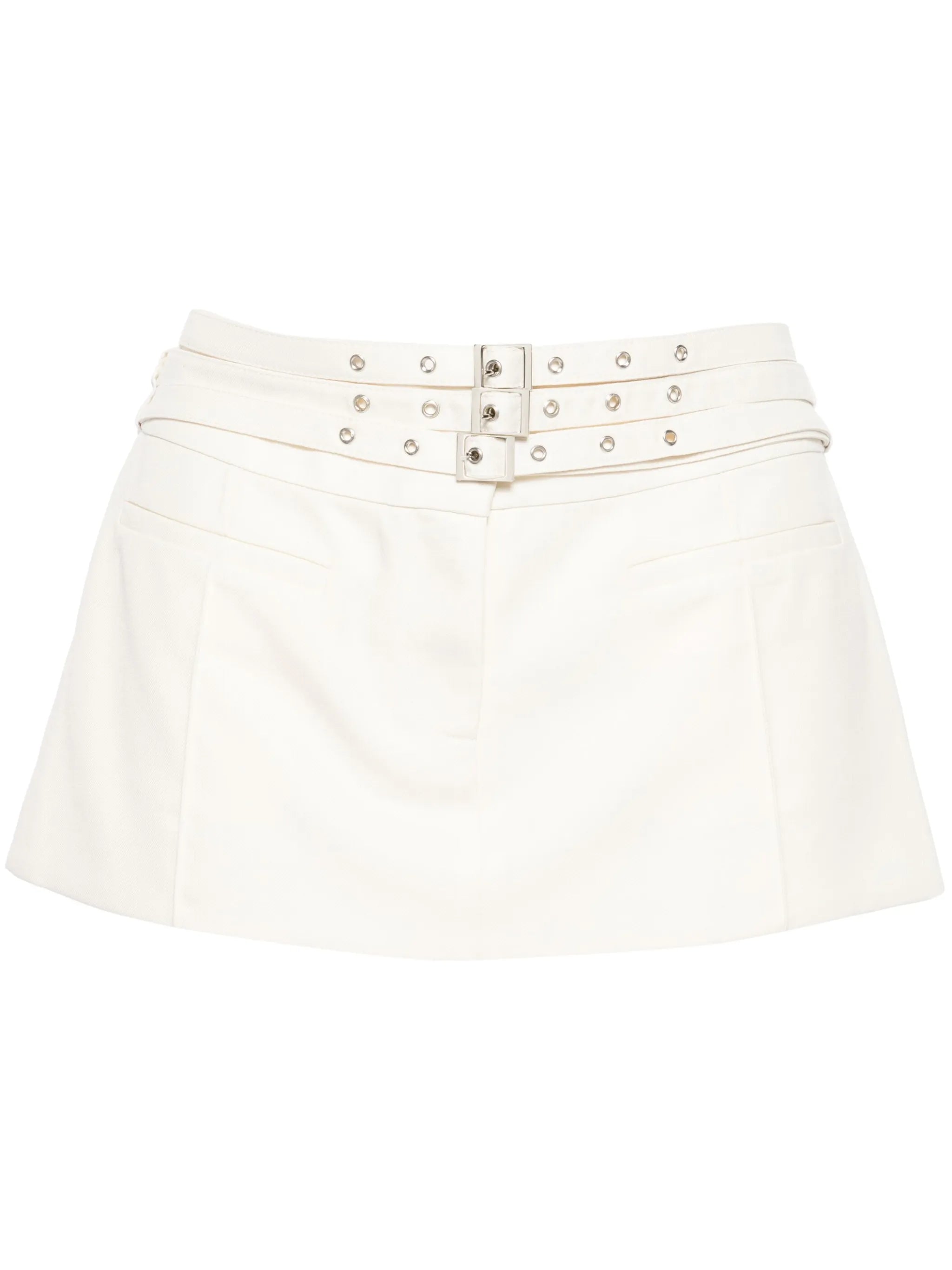 multiple-belts low-rise miniskirt