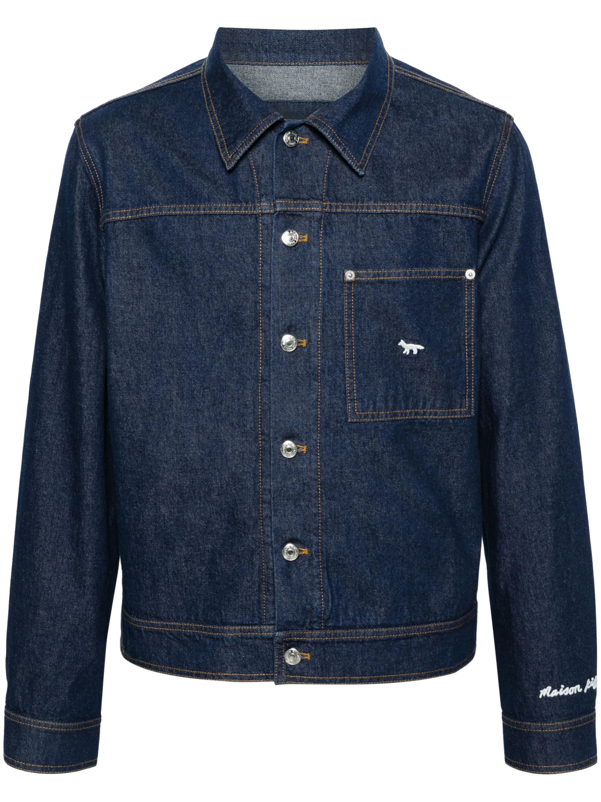 logo-embroidered denim jacket